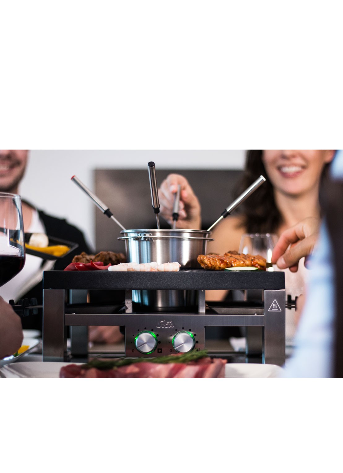 Solis Combi 3-in-1 grill fondue en gourmetstel 35 cm 796 - voorkant 4 zwart