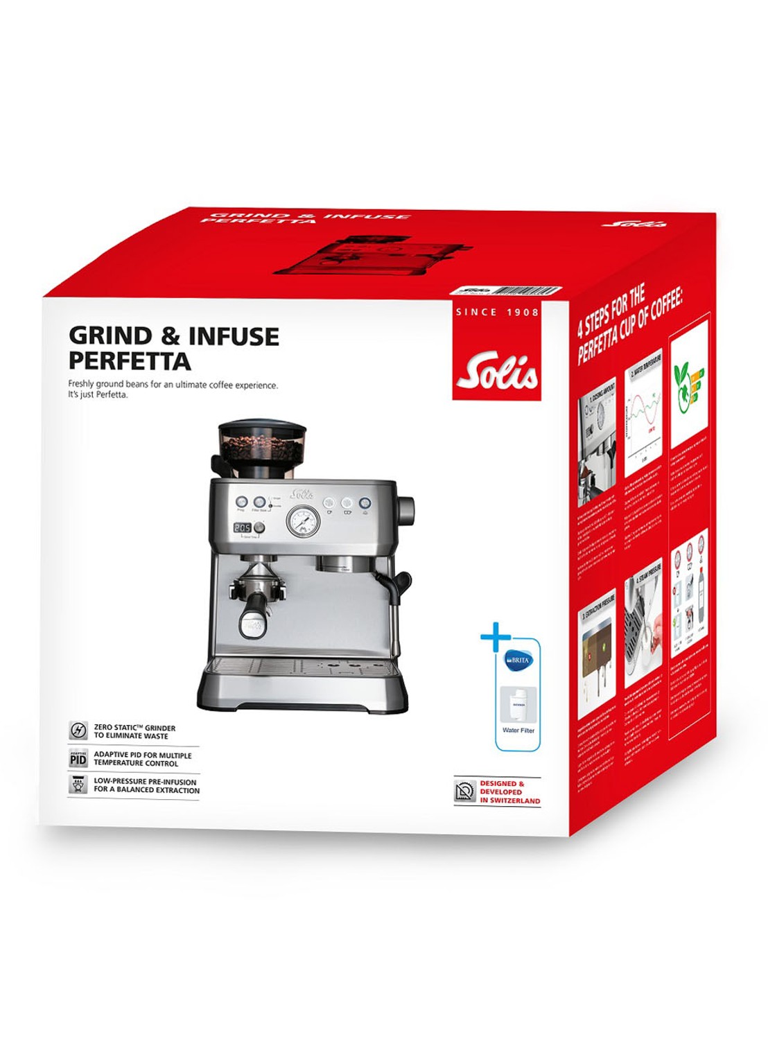 Solis Grind & Infuse Perfetta espressomachine 1019  - detail 7 zilver