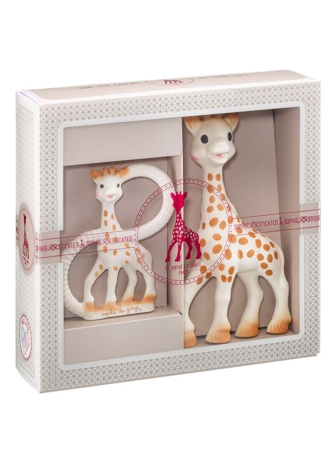 Sophie de Giraf Sophiesticated cadeauset small set van 2 - voorkant wit