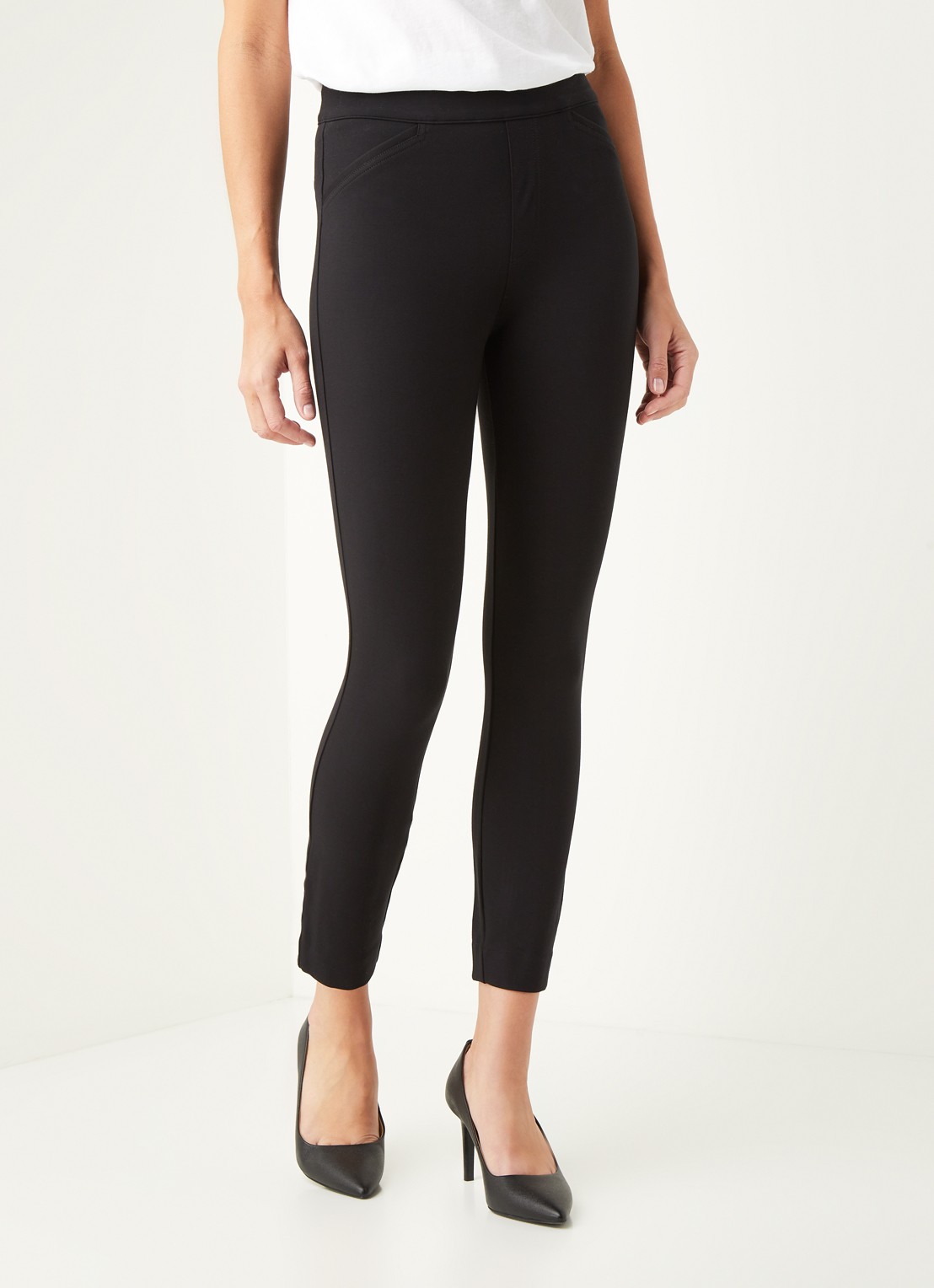 SPANX Pont high waist slim fit cropped pantalon - detail 4 zwart