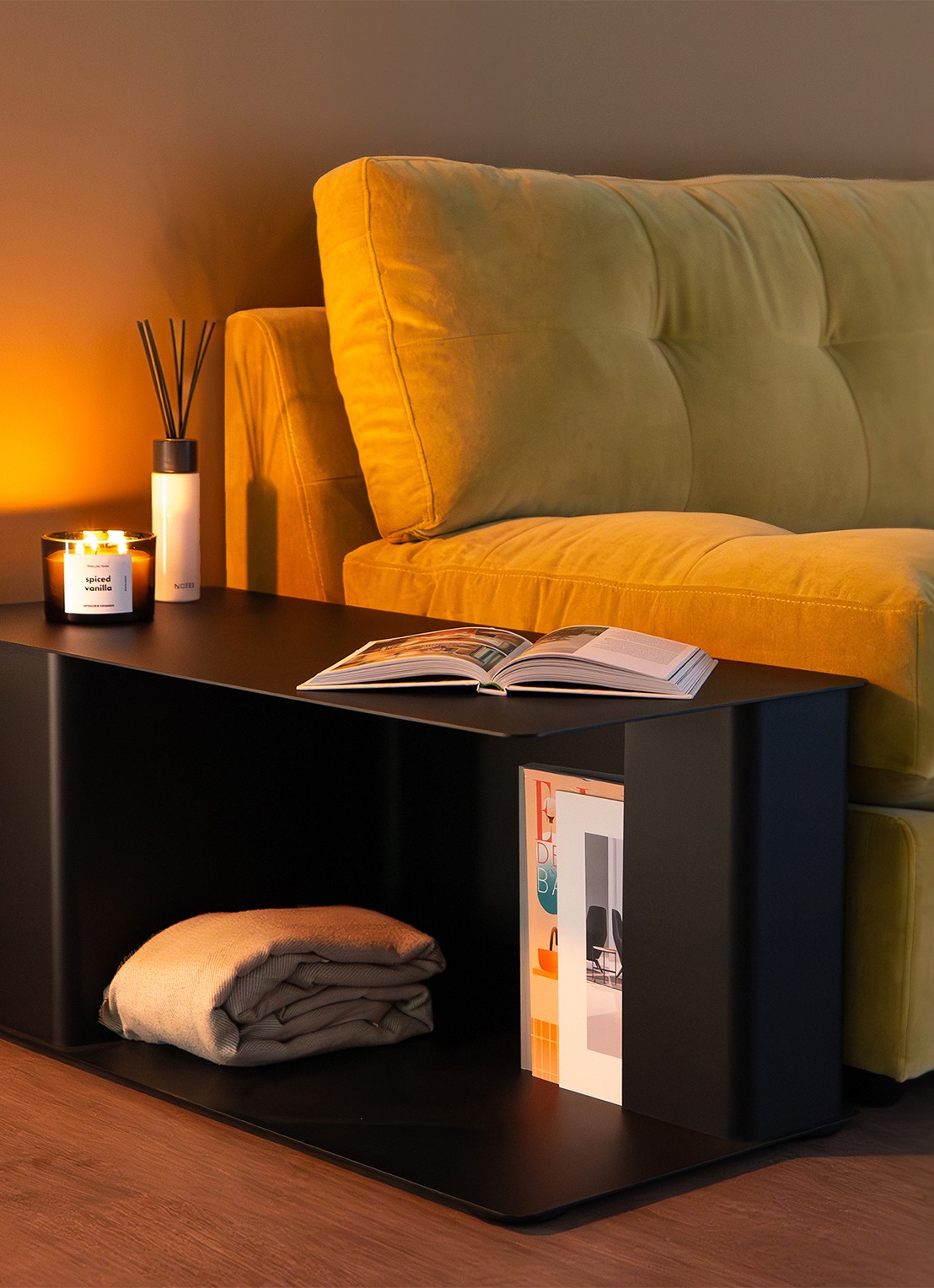 Spinder Adaptable banktafel 90 x 40 cm - detail zwart