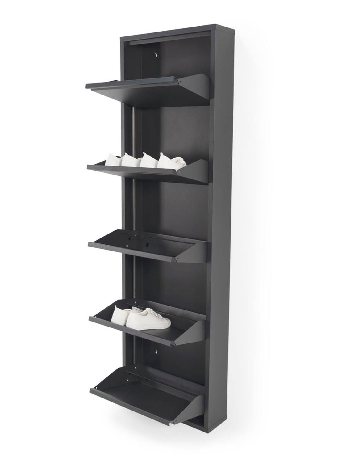 Spinder Billy 5 schoenenkast 169 x 50 cm - voorkant 5 zwart
