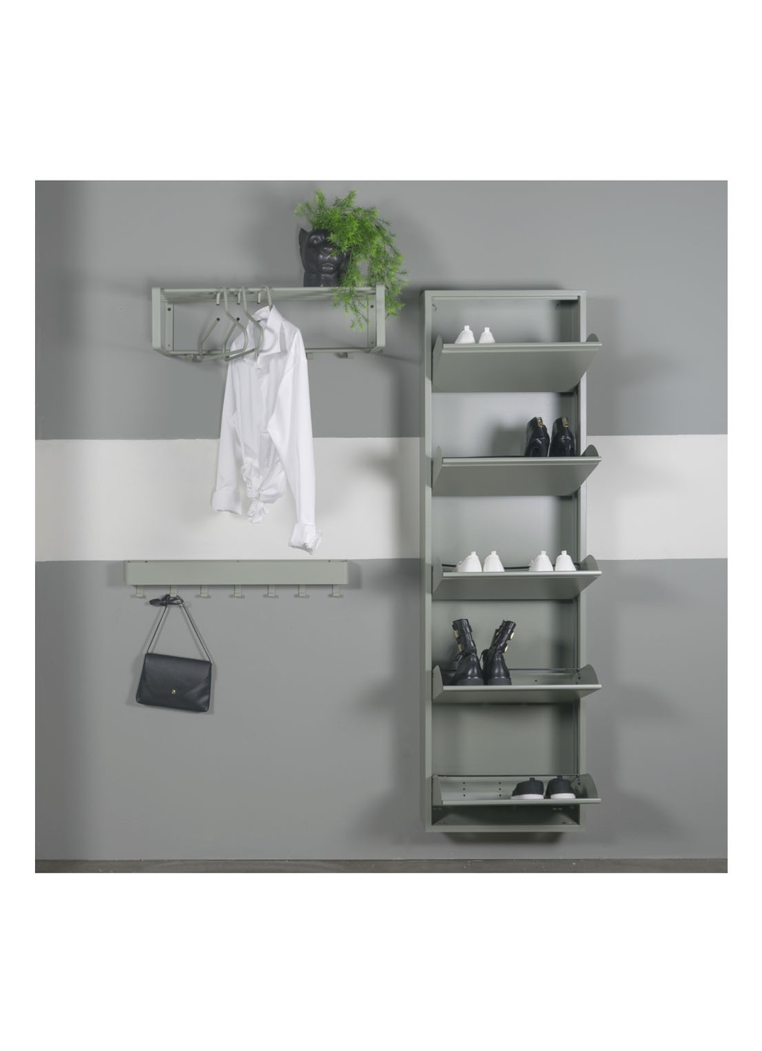Spinder Billy 5 schoenenkast 169 x 50 cm - voorkant 4 khaki
