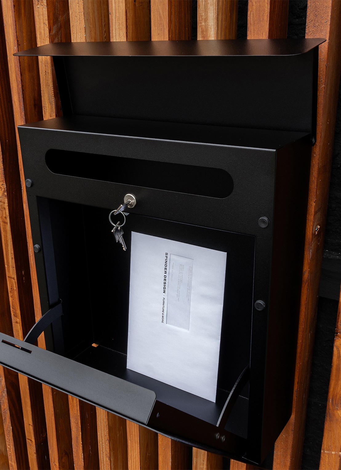 Spinder Inbox brievenbus 40 cm - detail 4 zwart