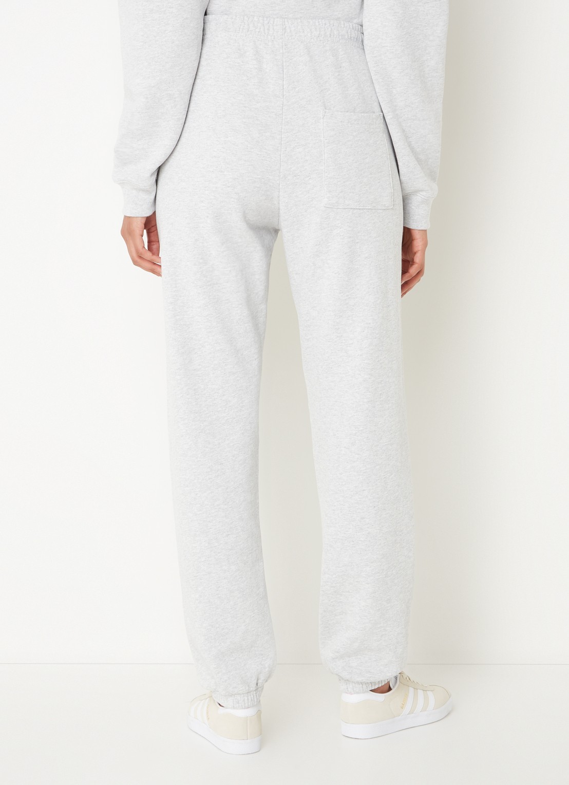 Sporty & Rich High waist tapered fit joggingbroek met logo - achterkant 4 lichtgrijs
