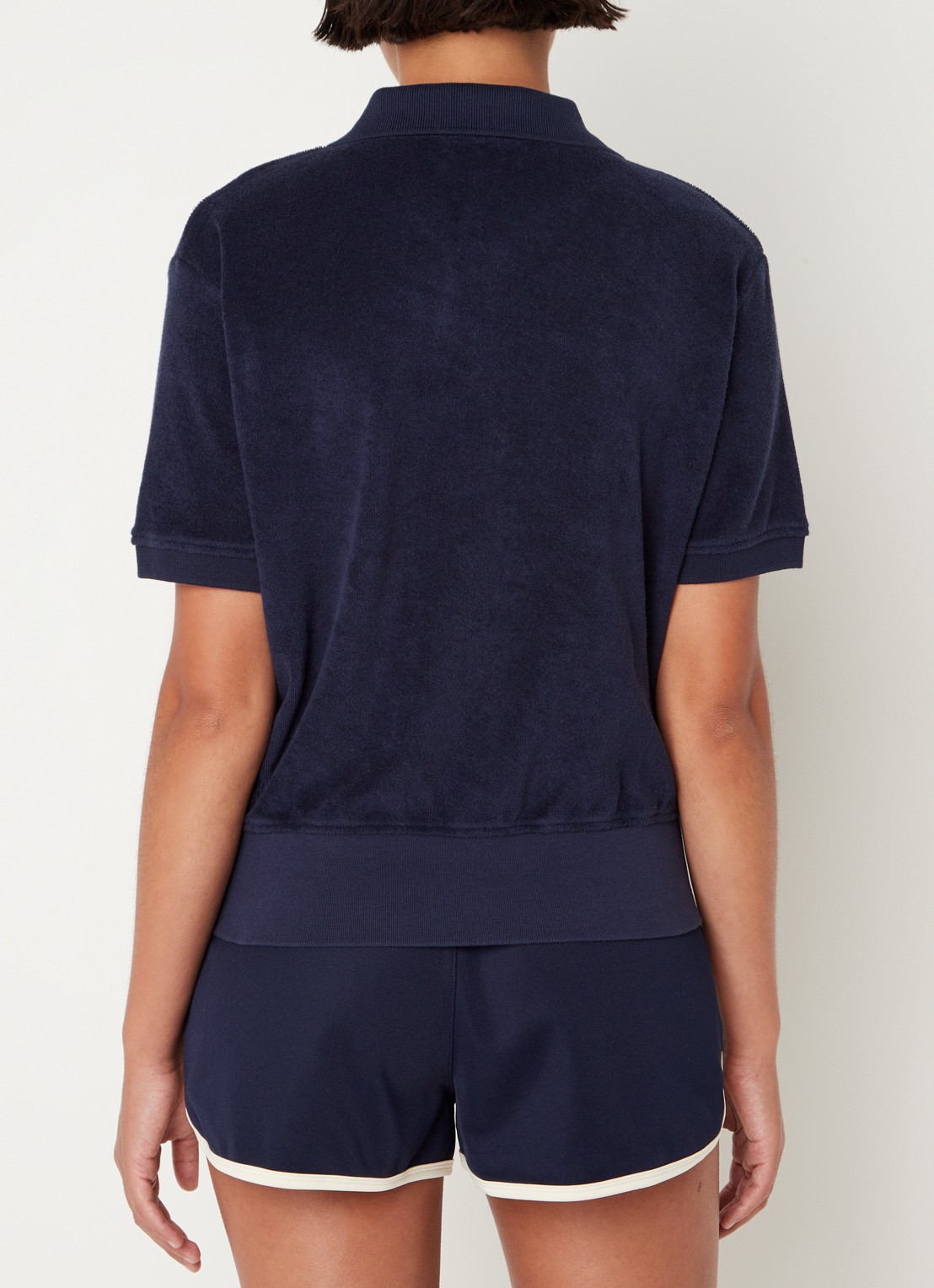 Sporty & Rich Terry polo van badstof met logoborduring - achterkant 4 donkerblauw