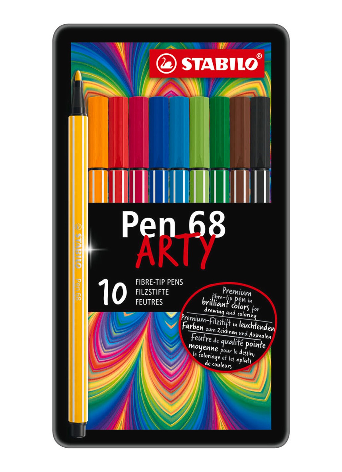 Stabilo Pen 68 Arty viltstiften set van 10  - voorkant multicolor