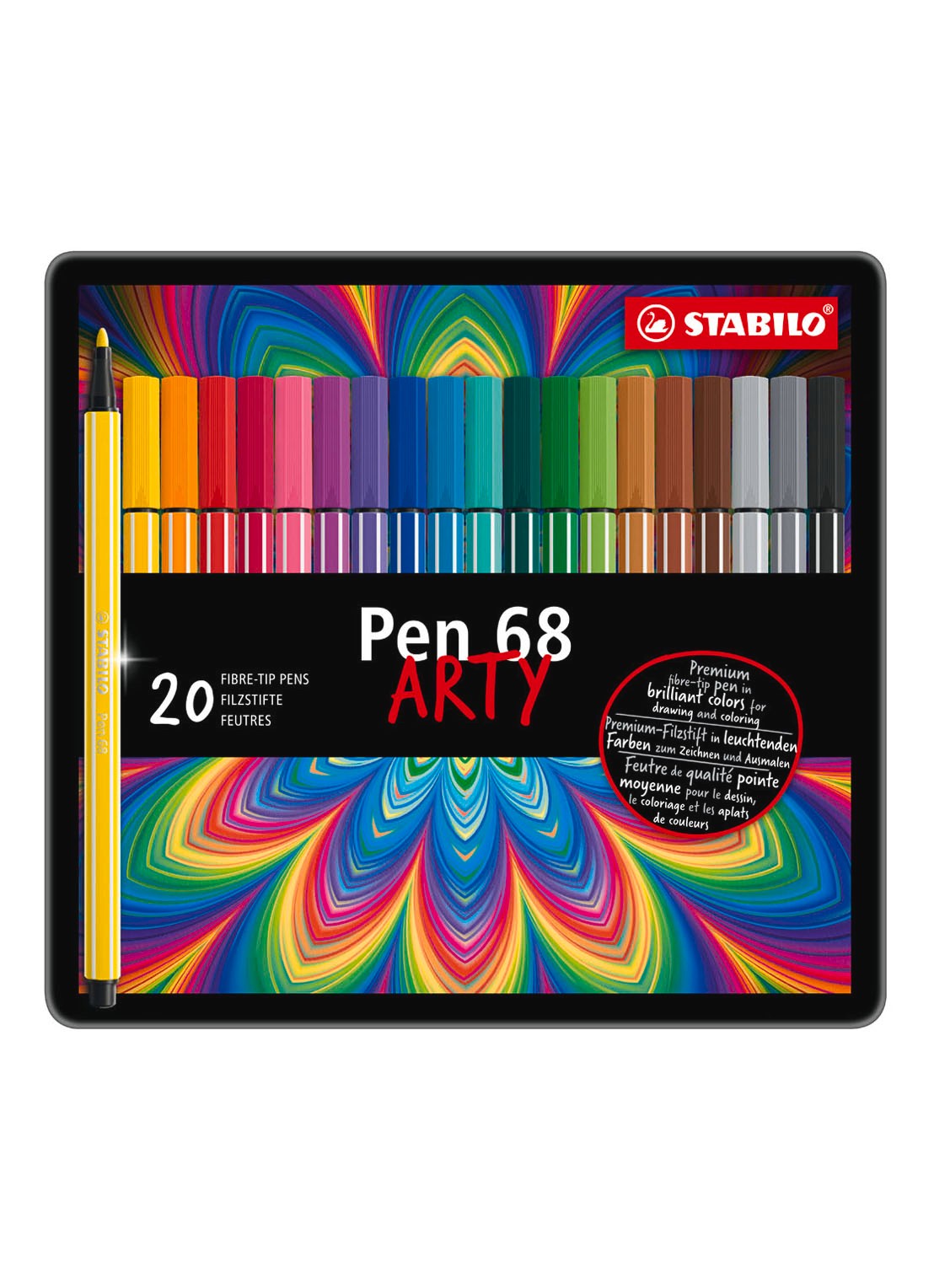 Stabilo Pen 68 Arty viltstiften set van 20 - voorkant multicolor