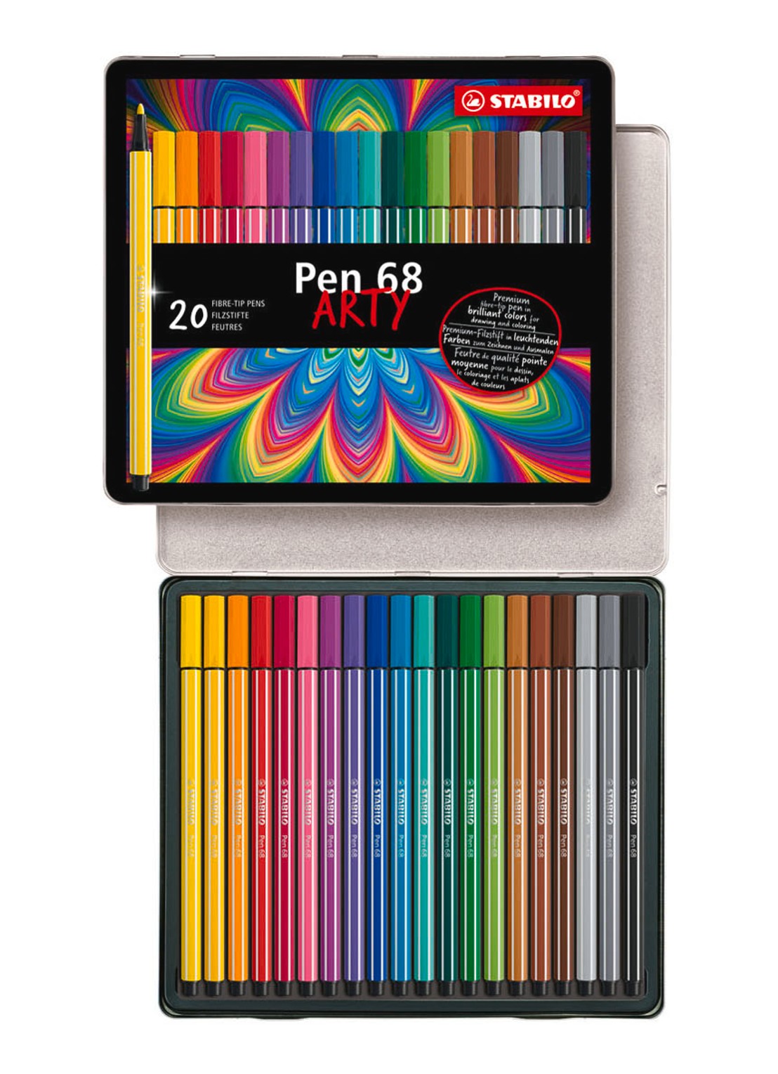 Stabilo Pen 68 Arty viltstiften set van 20 - voorkant 2 multicolor
