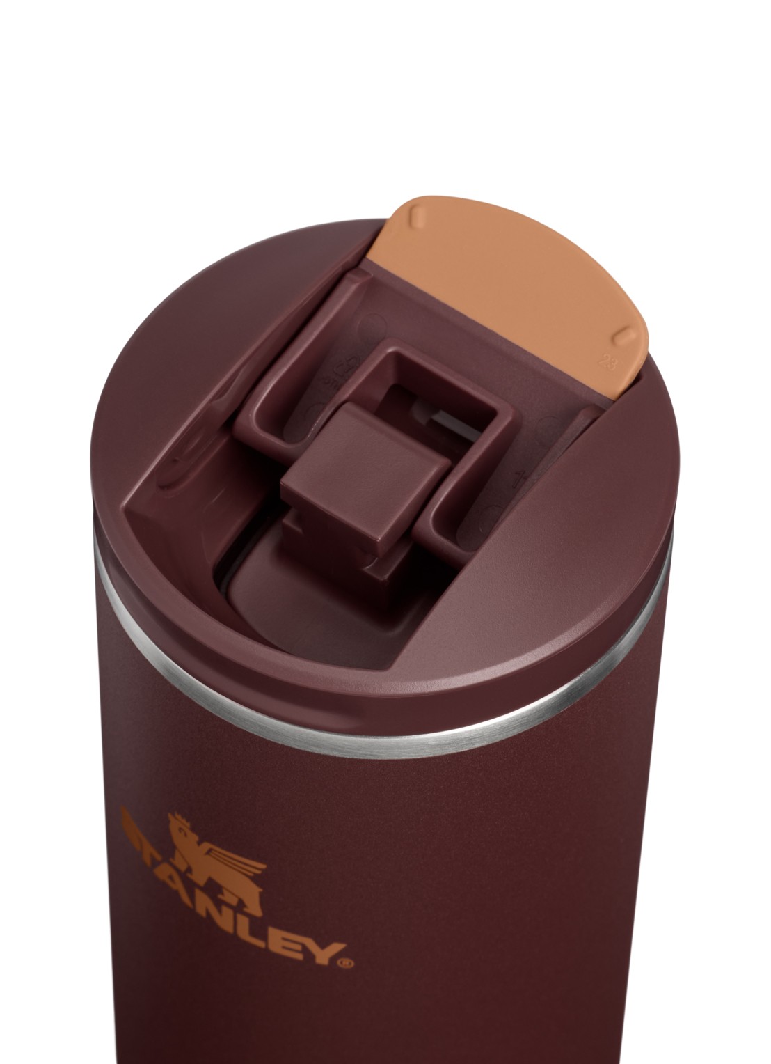 Stanley De Transit Fliptop thermosbeker 0,59 liter - detail donkerbruin