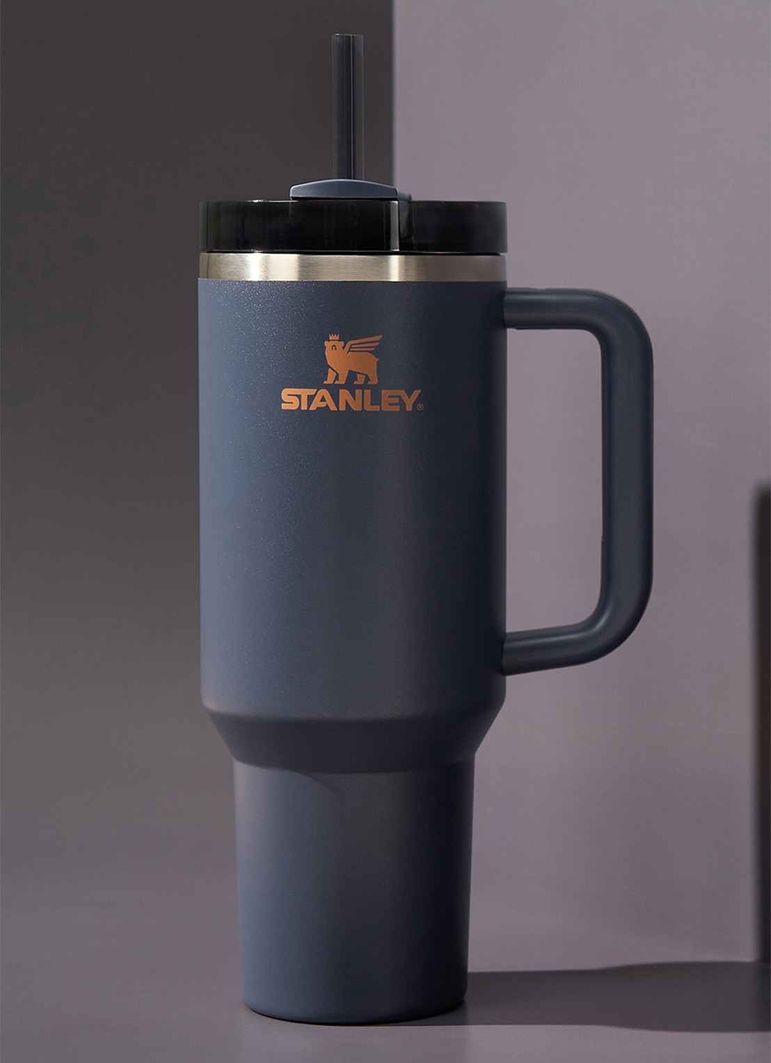 Stanley Quencher H2.0 Flowstate Tumbler thermosfles 1,2 liter  - voorkant 4 blauwgrijs