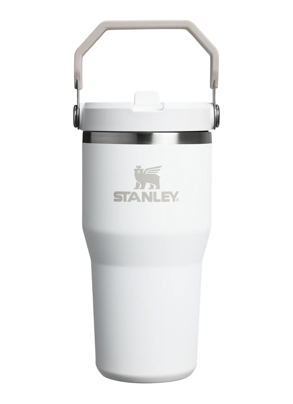 Stanley The Ice Flow Fast Flow waterfles 0,6 liter - voorkant cream gloss / gebroken wit