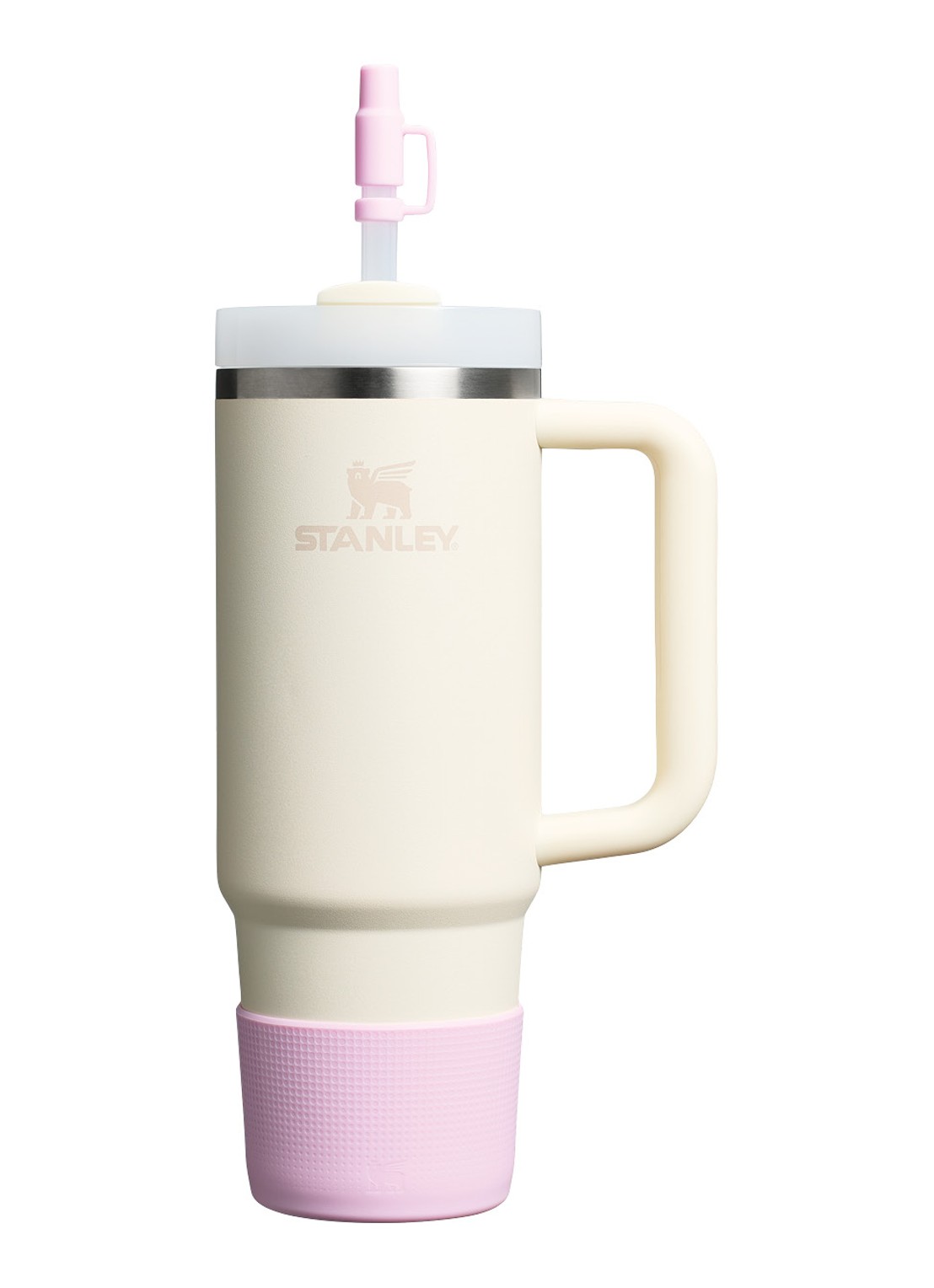 Stanley The Quencher® bekerhoes en rietjes dop 3-delig - voorkant 2 roze