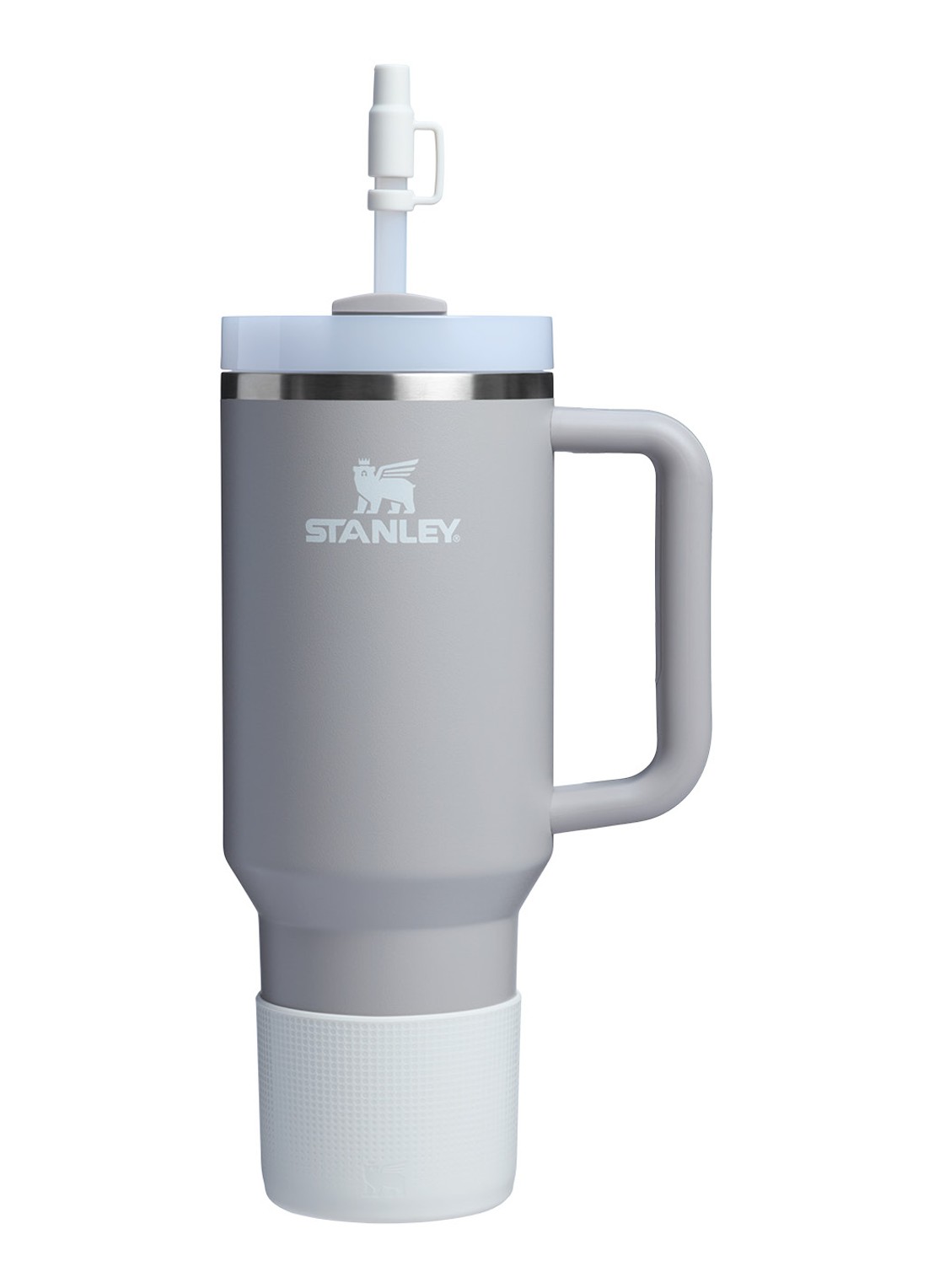 Stanley The Quencher® bekerhoes en rietjes dop 3-delig - voorkant lichtgrijs