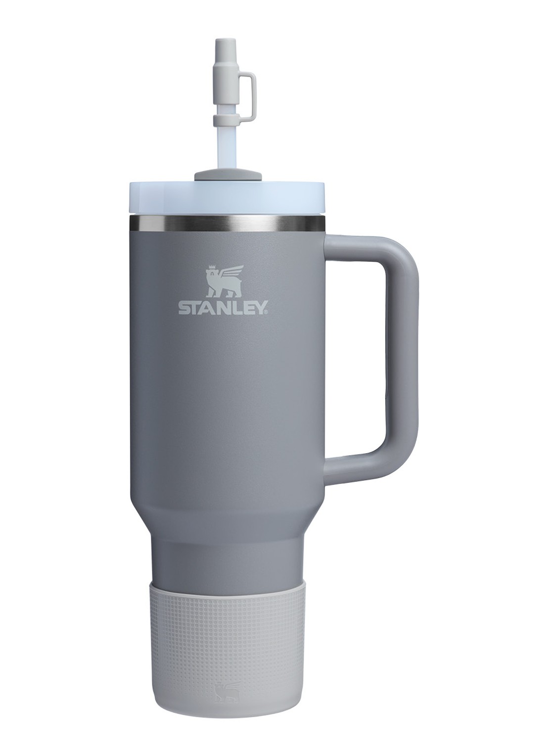 Stanley The Quencher® bekerhoes en rietjes dop 3-delig - voorkant grijs
