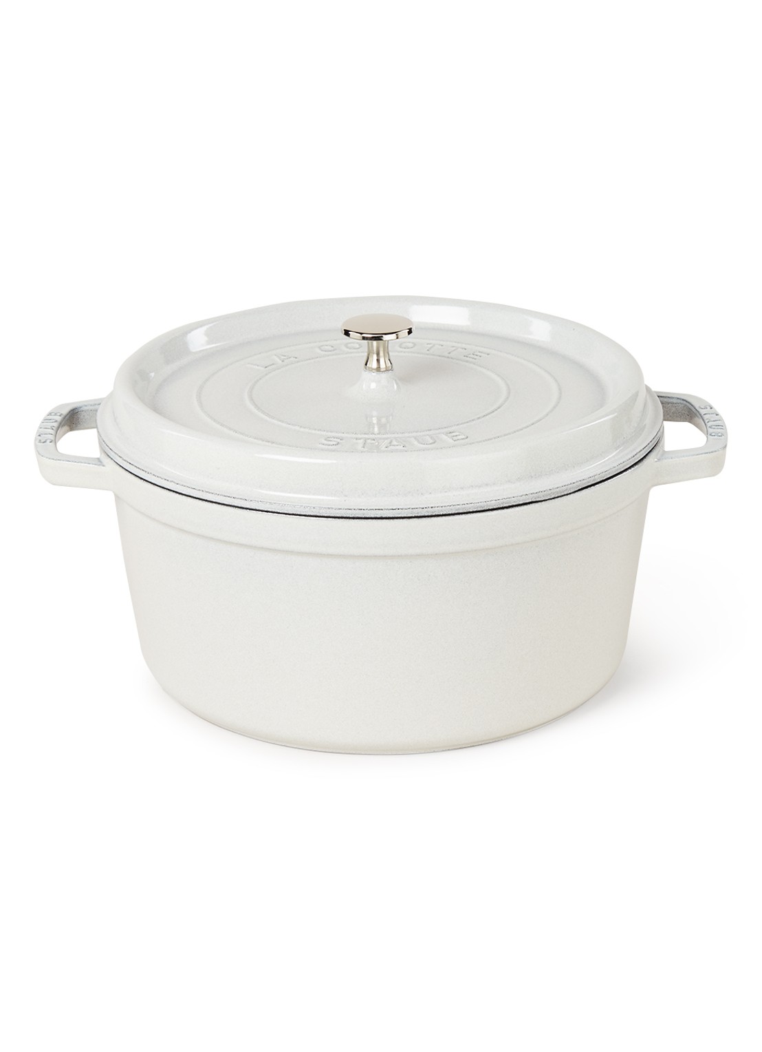 Staub Cocotte braad-/stoofpan Ø28 cm - voorkant lichtgrijs