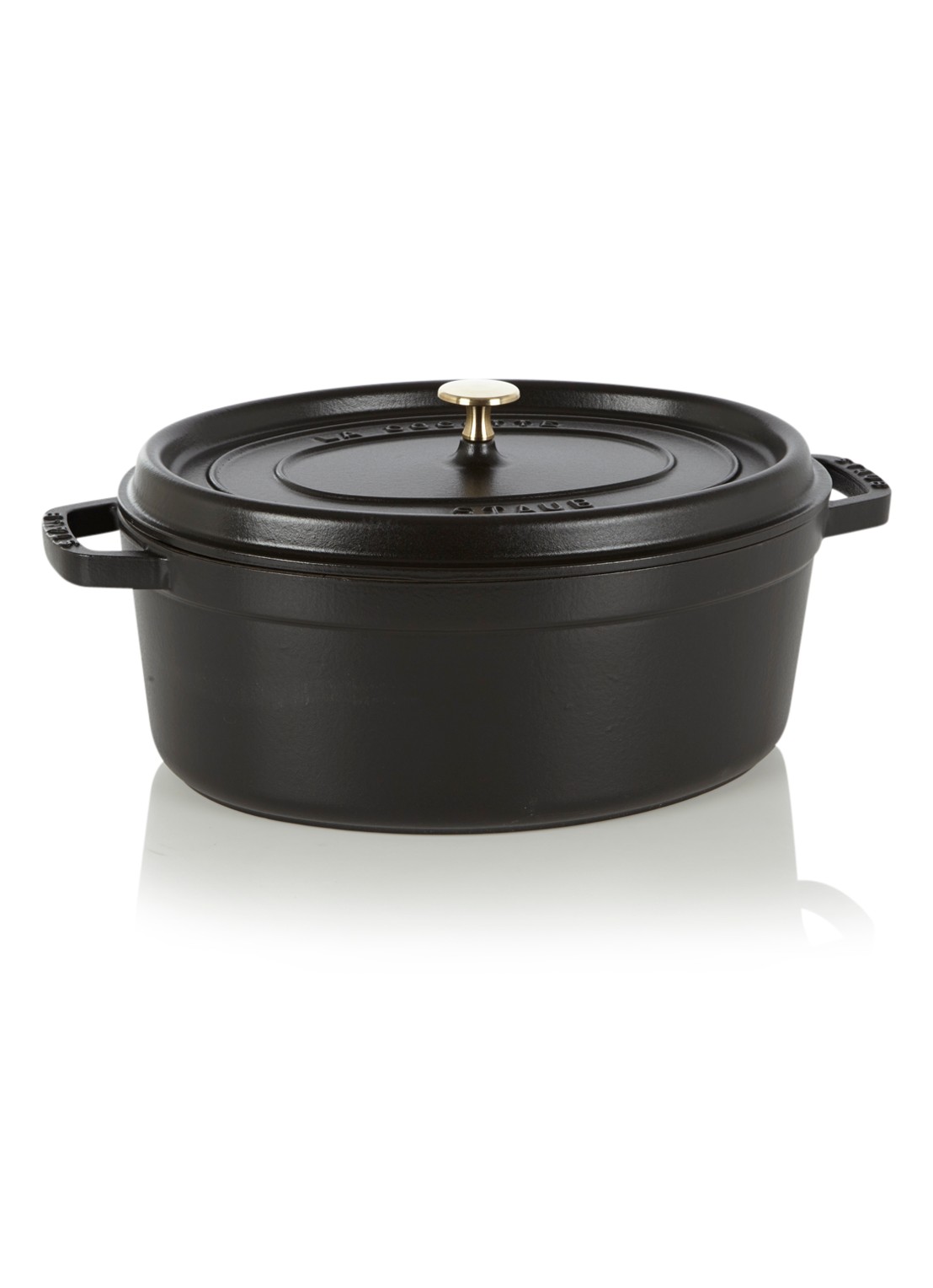 Staub Cocotte braadpan ovaal 33 cm - voorkant zwart