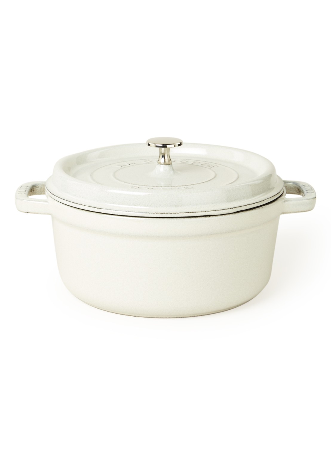 Staub Cocotte Ronde braadpan 24 cm - voorkant lichtgrijs