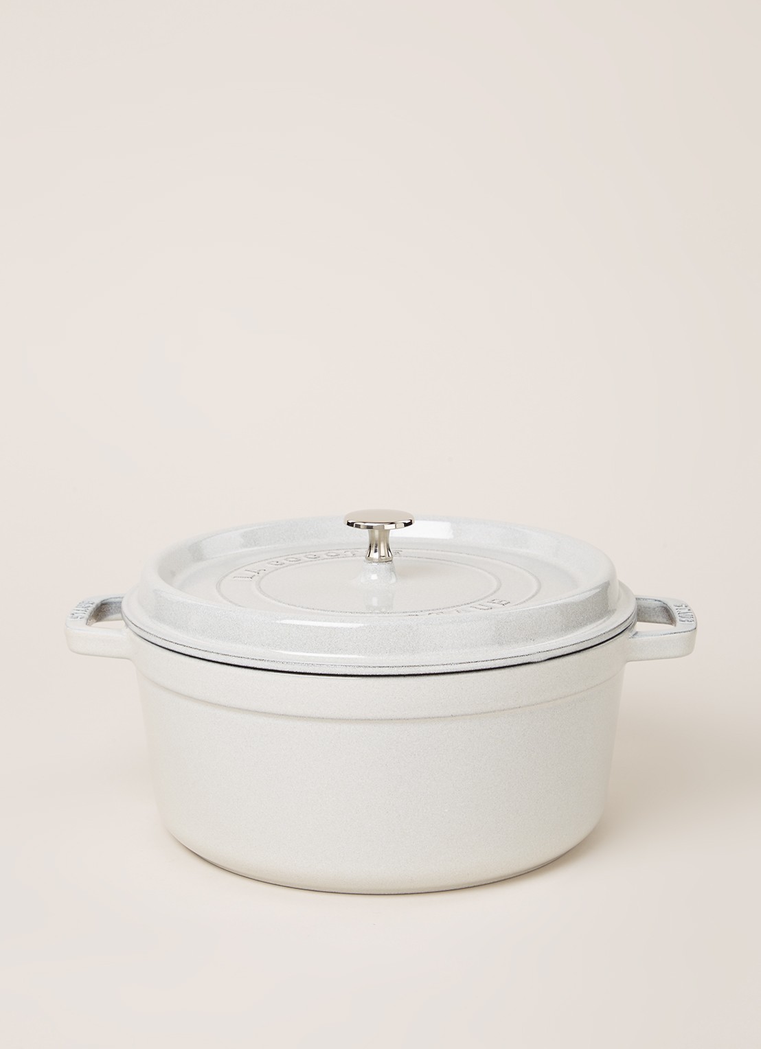 Staub Cocotte Ronde braadpan Ø26 cm - voorkant 3 lichtgrijs