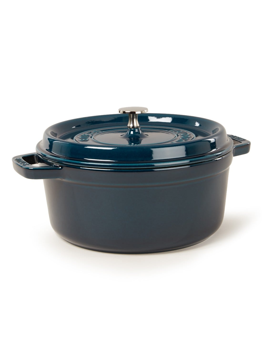 Staub Ronde cocotte Ø24 cm - voorkant 2 flessengroen