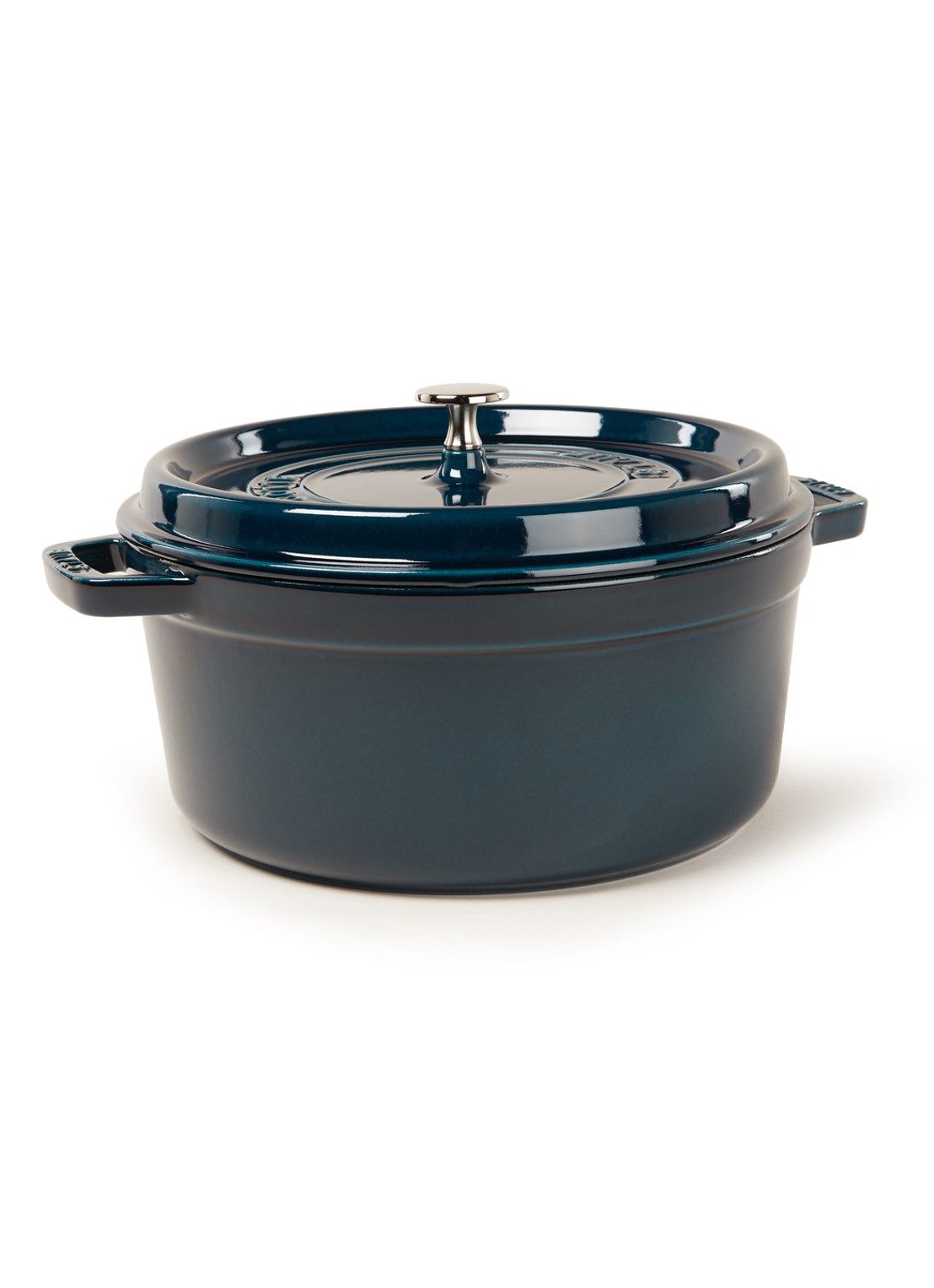 Staub Ronde cocotte 26 cm  - voorkant 2 flessengroen