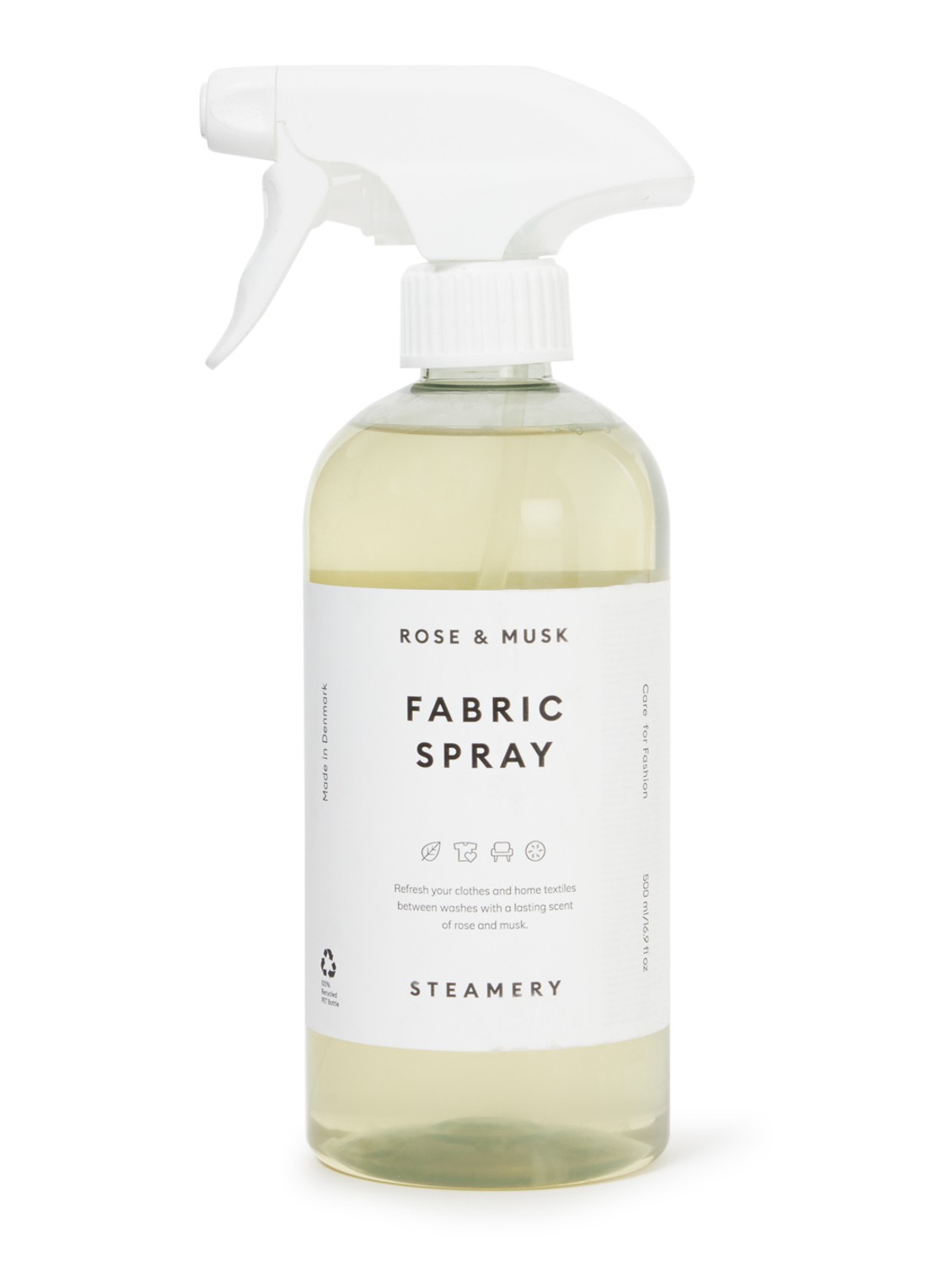 Steamery Rose & Musk textielspray 500 ml - voorkant transparant
