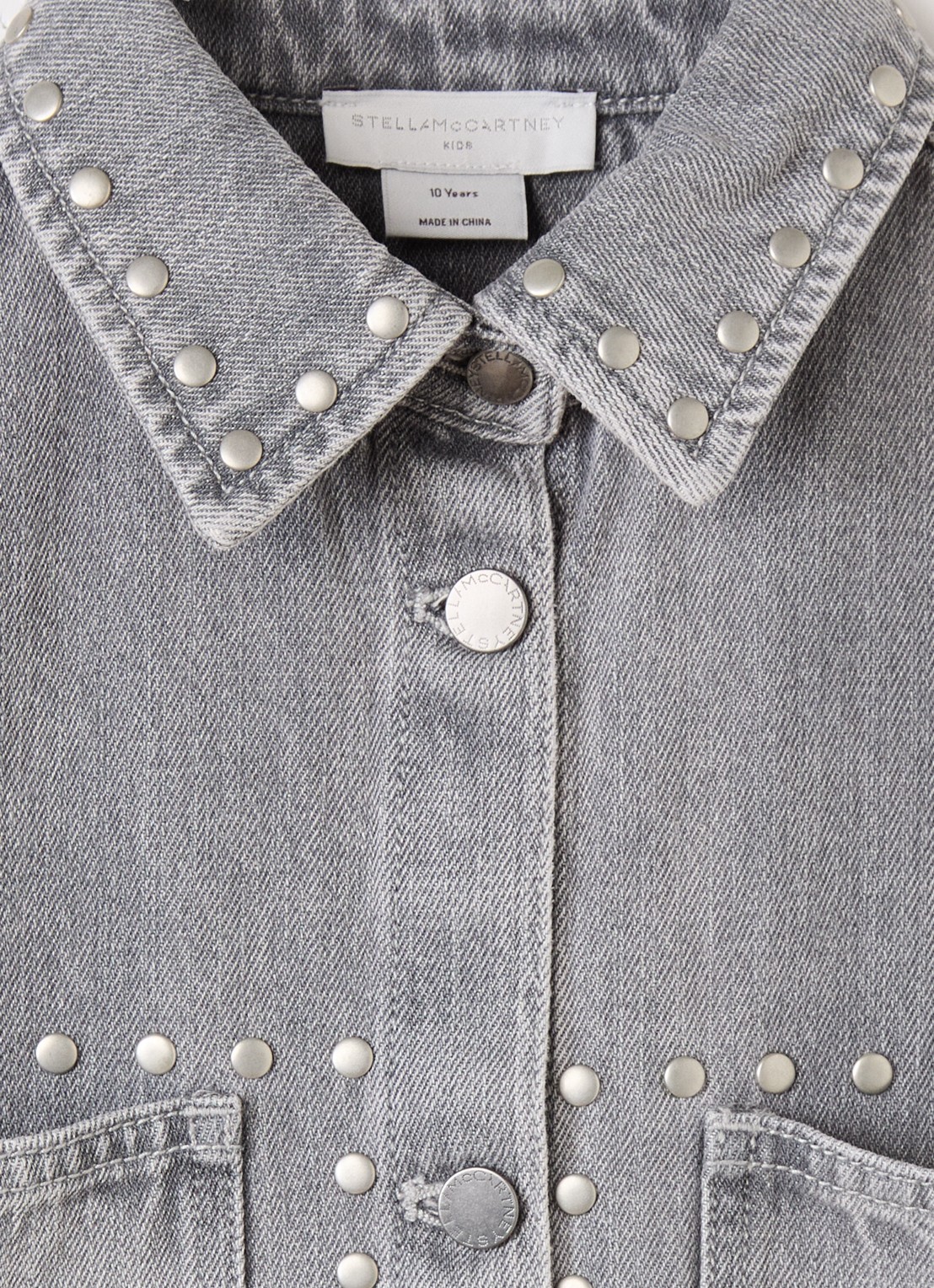 Stella McCartney Denim blousejurk met studs - detail 3 grijs