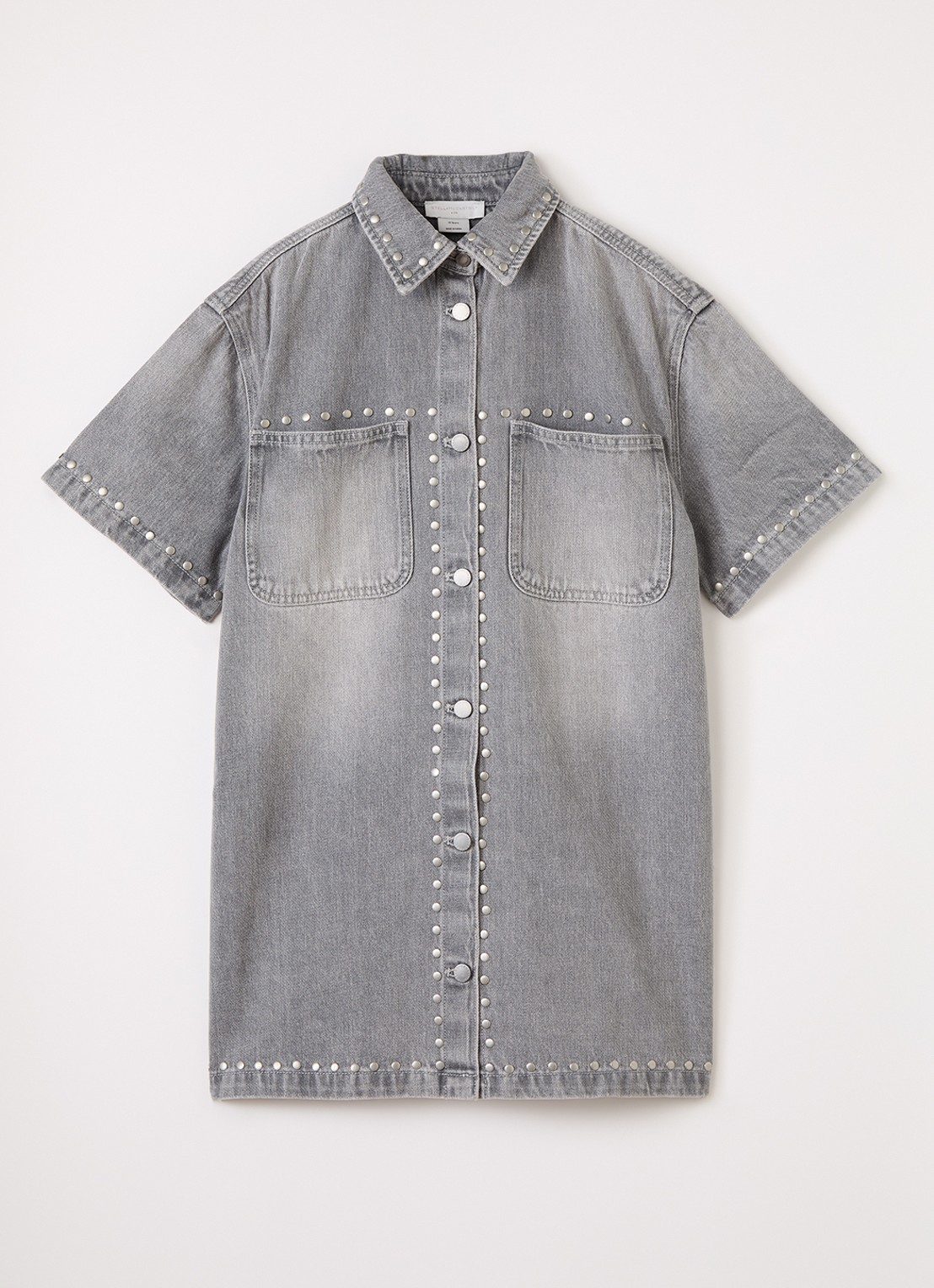 Stella McCartney Denim blousejurk met studs - voorkant grijs