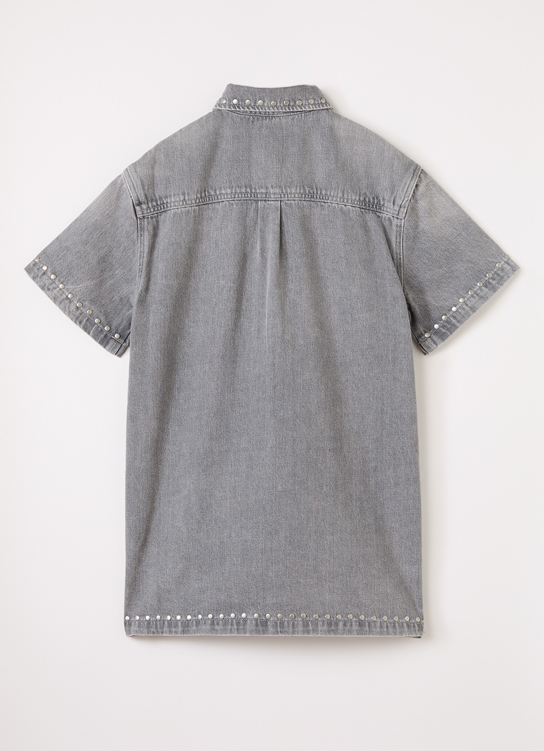 Stella McCartney Denim blousejurk met studs - voorkant 2 grijs