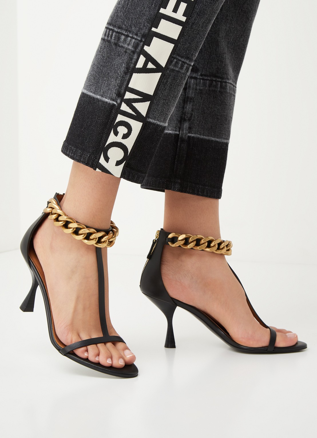 Stella McCartney Falabella sandalette van leer - voorkant 2 zwart
