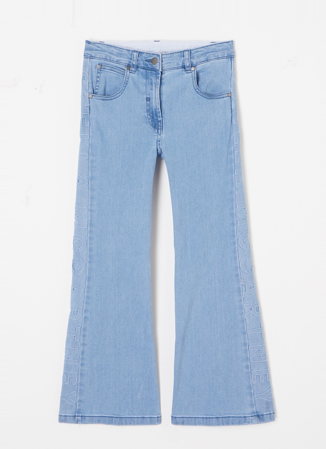Stella McCartney High waist flared jeans met stretch en logo - voorkant 2 indigo