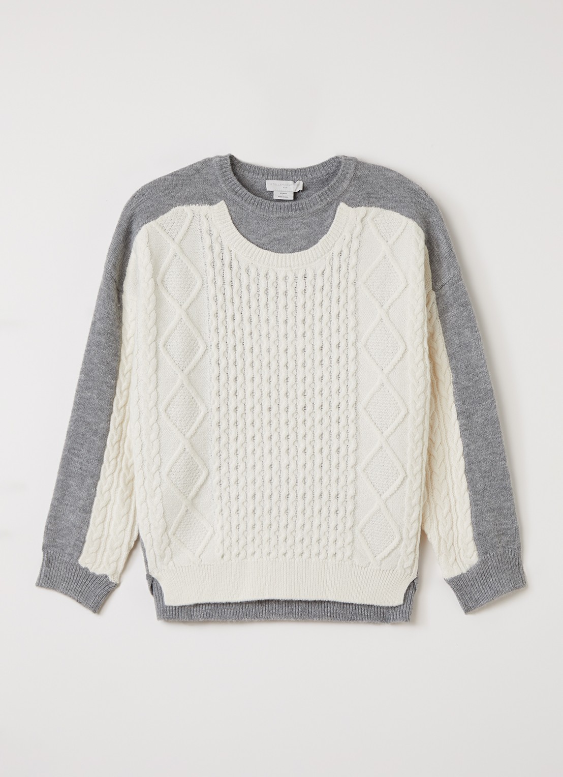 Stella McCartney Kabelgebreide trui in wolblend - voorkant gebroken wit