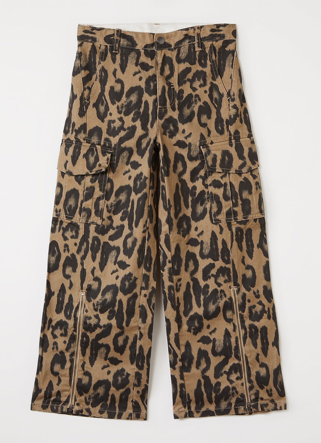 Stella McCartney Loose fit jeans met panterprint - voorkant 2 camel
