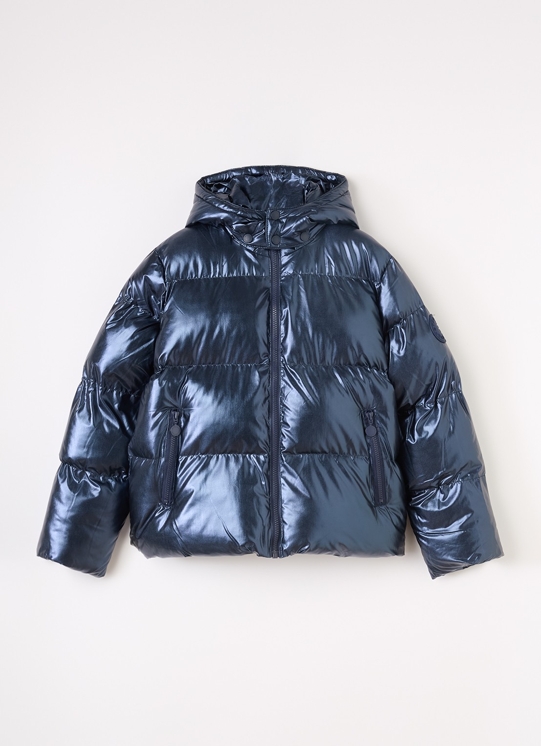 Stella McCartney Pufferjack met afneembare capuchon - voorkant 2 indigo