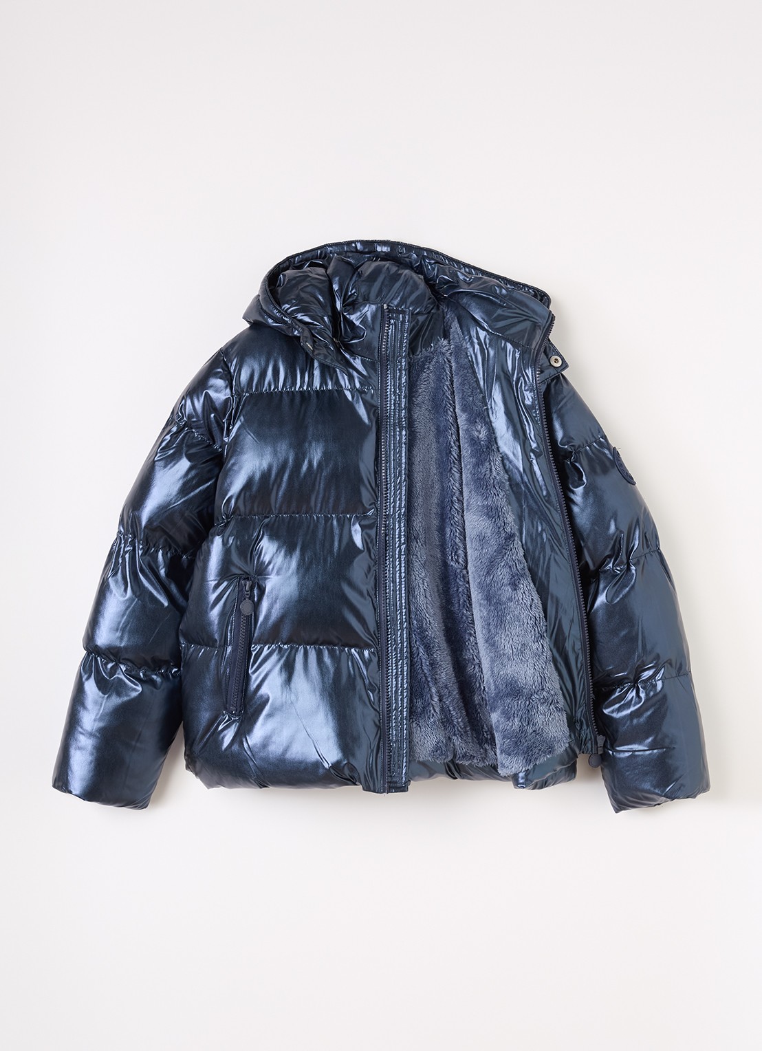 Stella McCartney Pufferjack met afneembare capuchon - voorkant 3 indigo