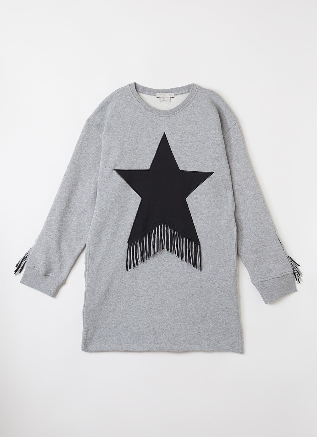 Stella McCartney Sweater met borduring en franjes - voorkant grijsmele