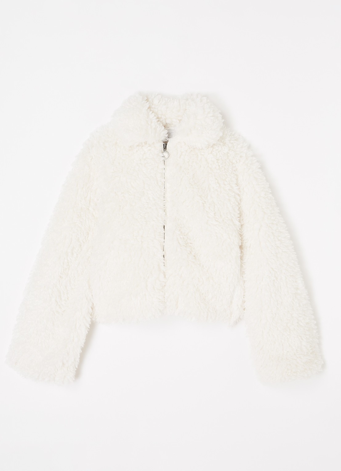 Stella McCartney Teddy jas met steekzakken - voorkant 2 gebroken wit