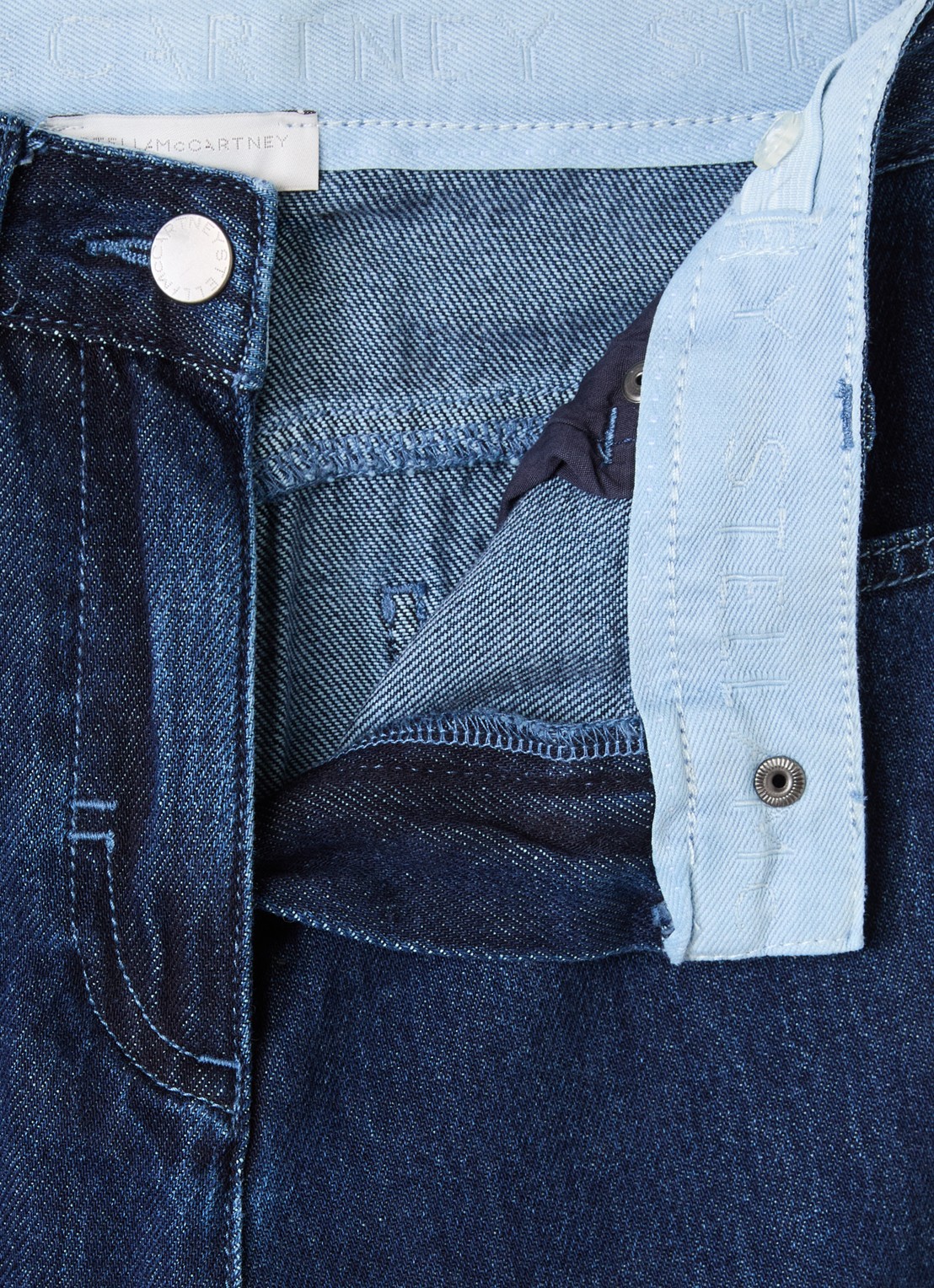 Stella McCartney Wide leg jeans met donkere wassing - detail 3 indigo