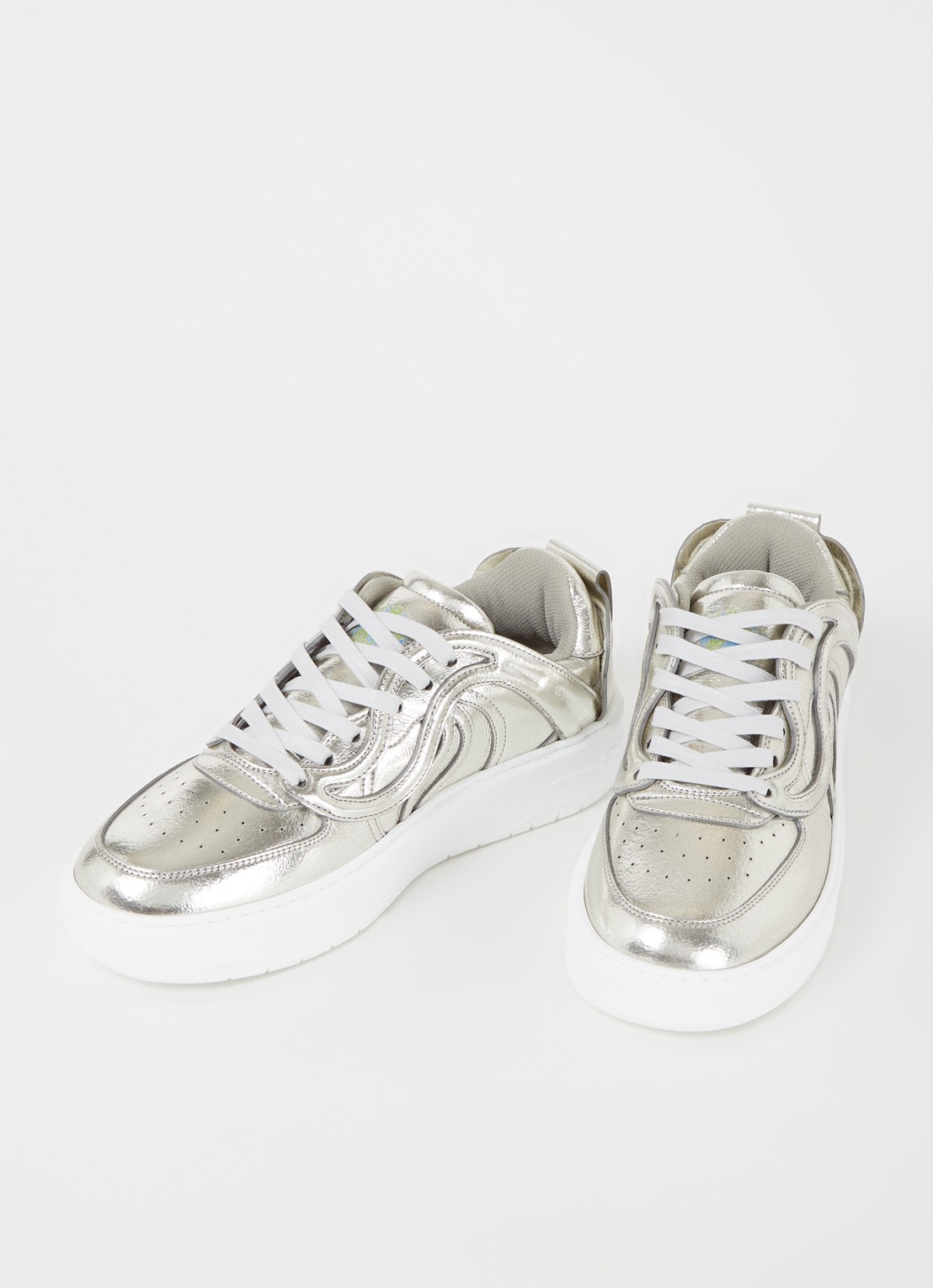 Stella McCartney Wrinkly sneaker met metallic finish - detail 4 zilver