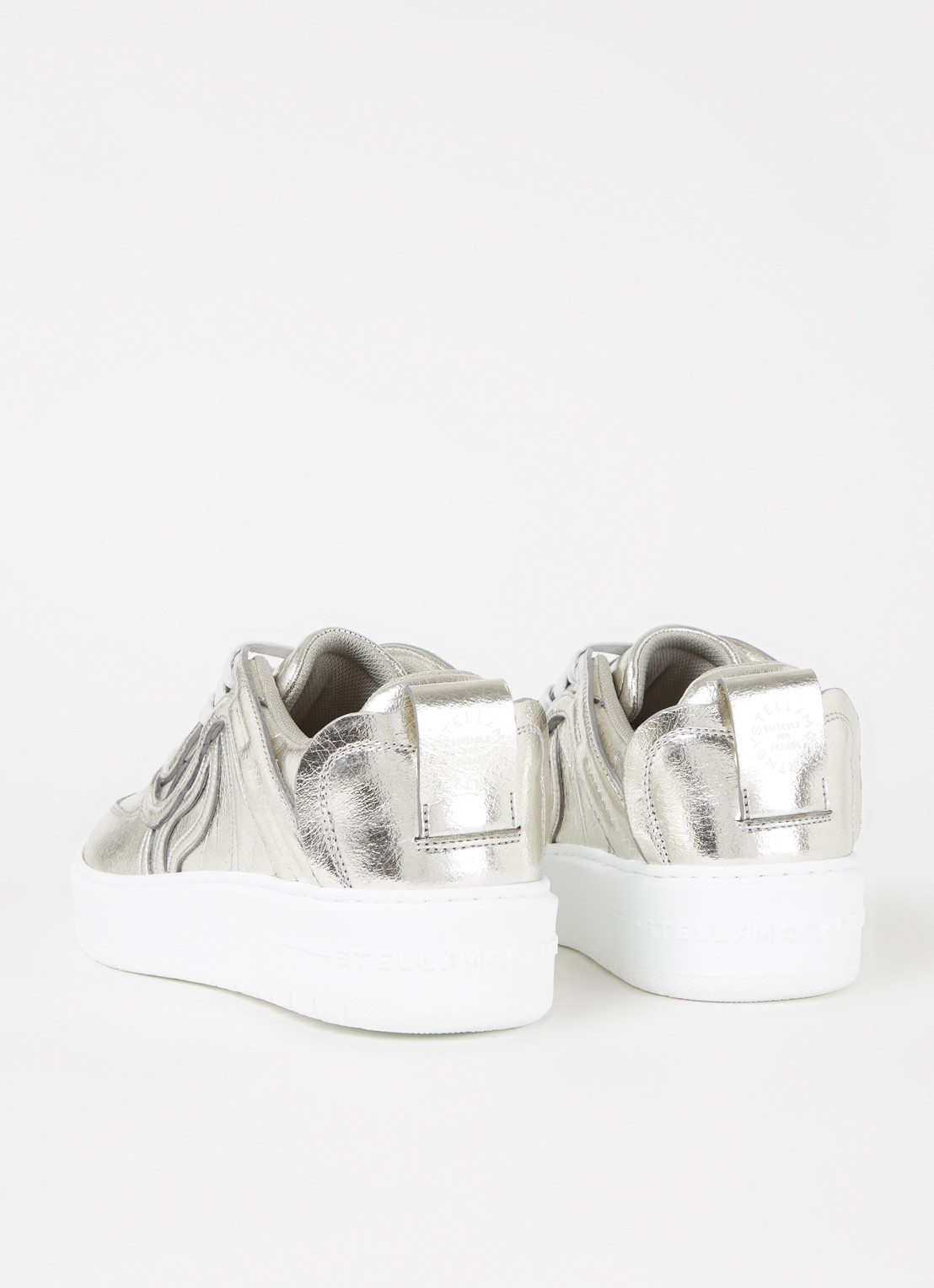 Stella McCartney Wrinkly sneaker met metallic finish - detail 5 zilver