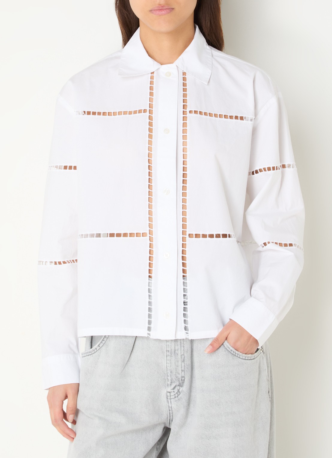 Stella Nova Blouse met opengewerkt dessin - detail 2 wit