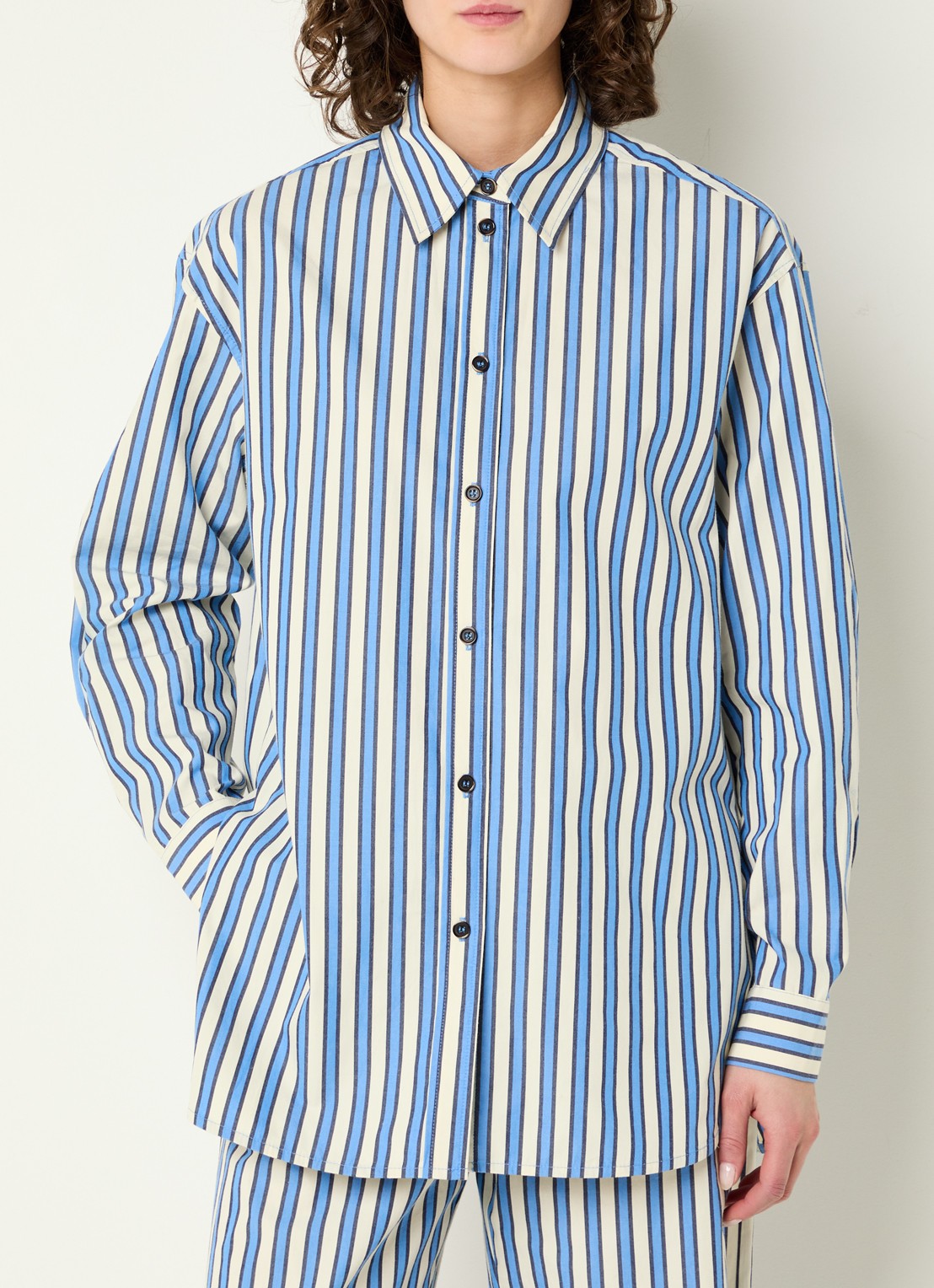 Stella Nova Blouse met streepprint - detail 2 blauw