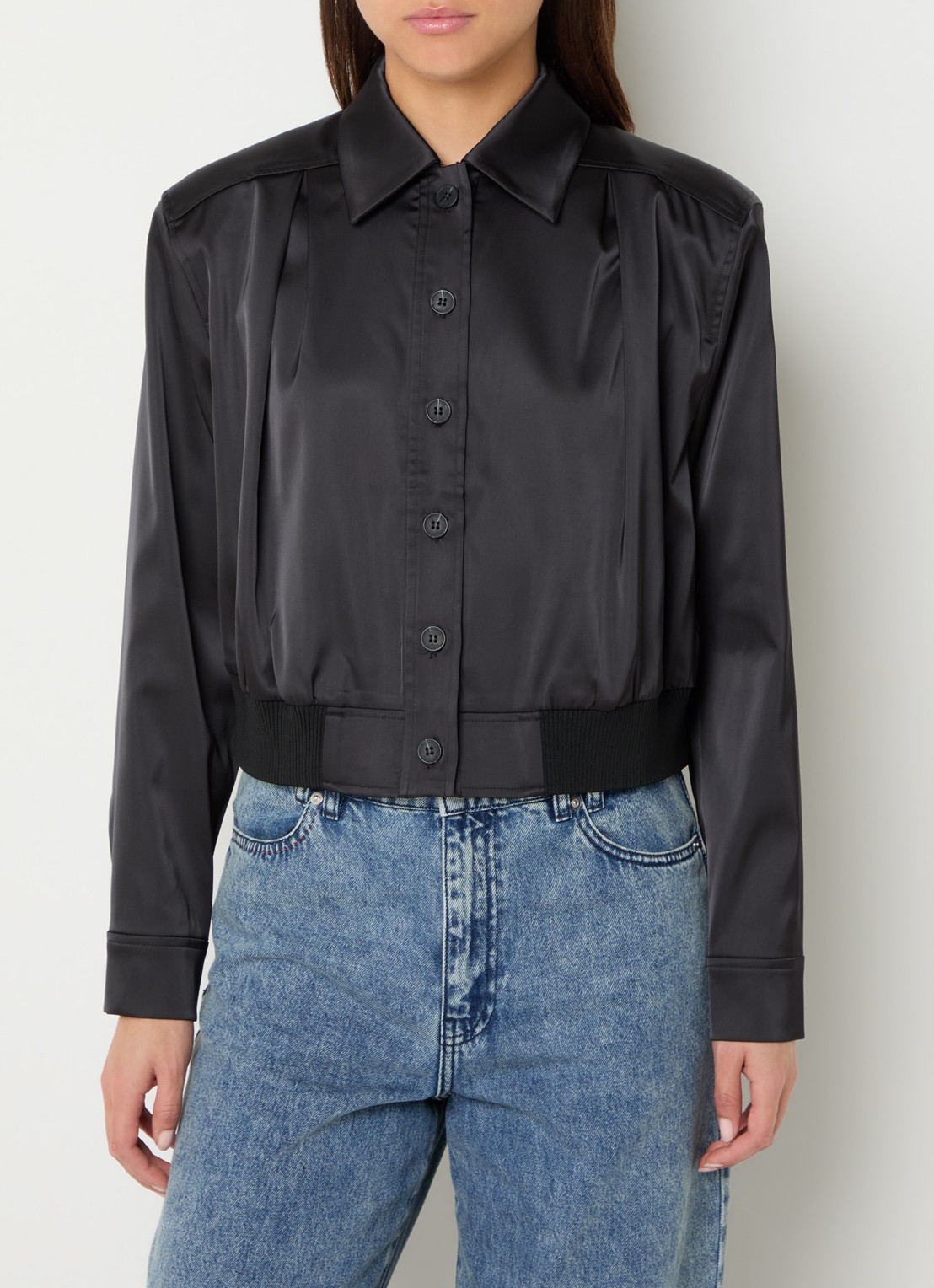 Stella Nova Blouse van satijn - detail zwart