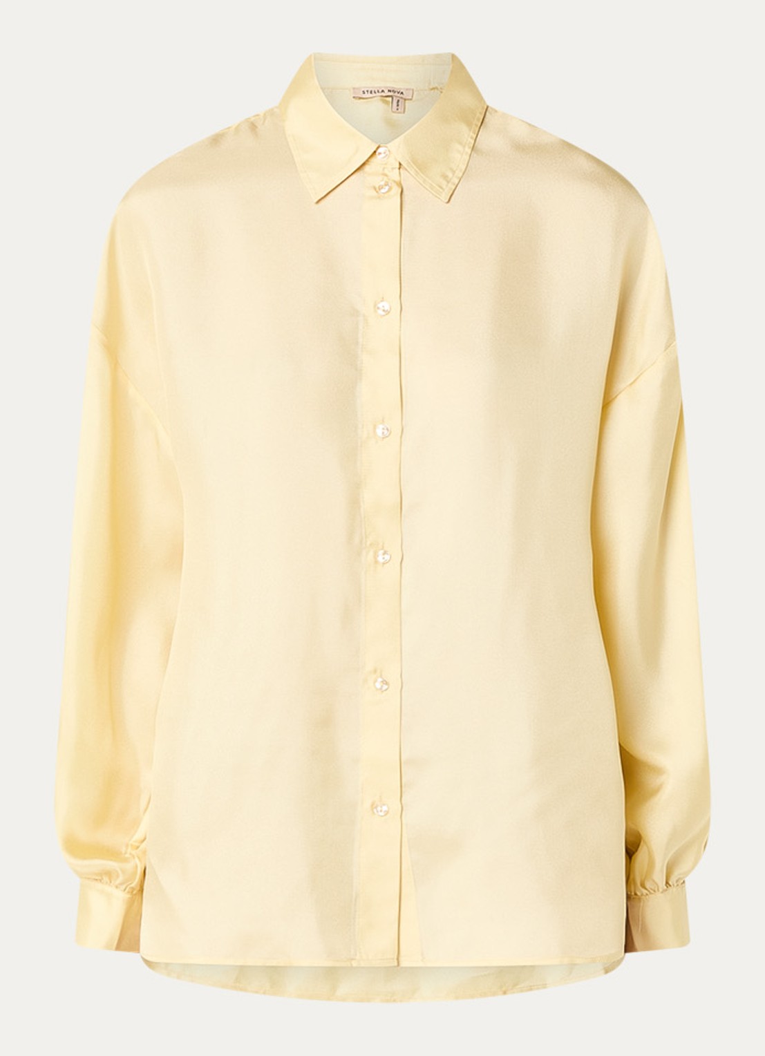 Stella Nova Blouse van zijde met strikdetail - voorkant 2 lichtgeel