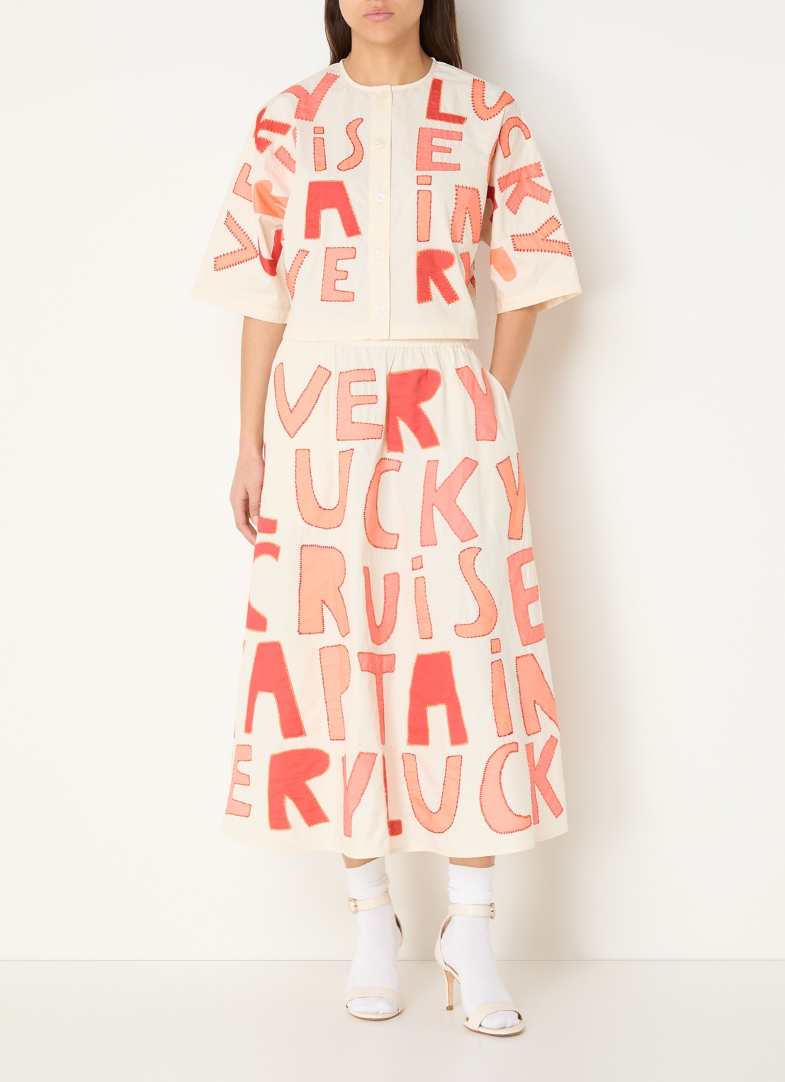 Stella Nova Cruise cropped blouse met borduring - voorkant 3 oranjerood