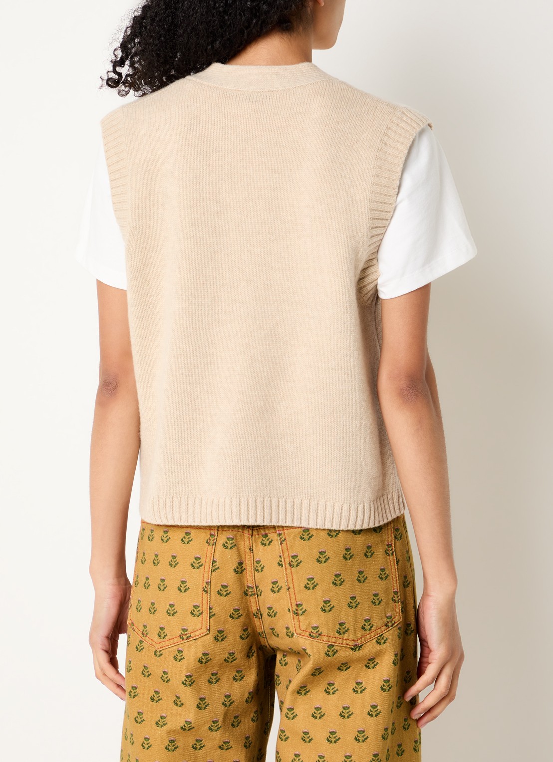 Stella Nova Grofgebreid gilet in wolblend - achterkant 2 beige