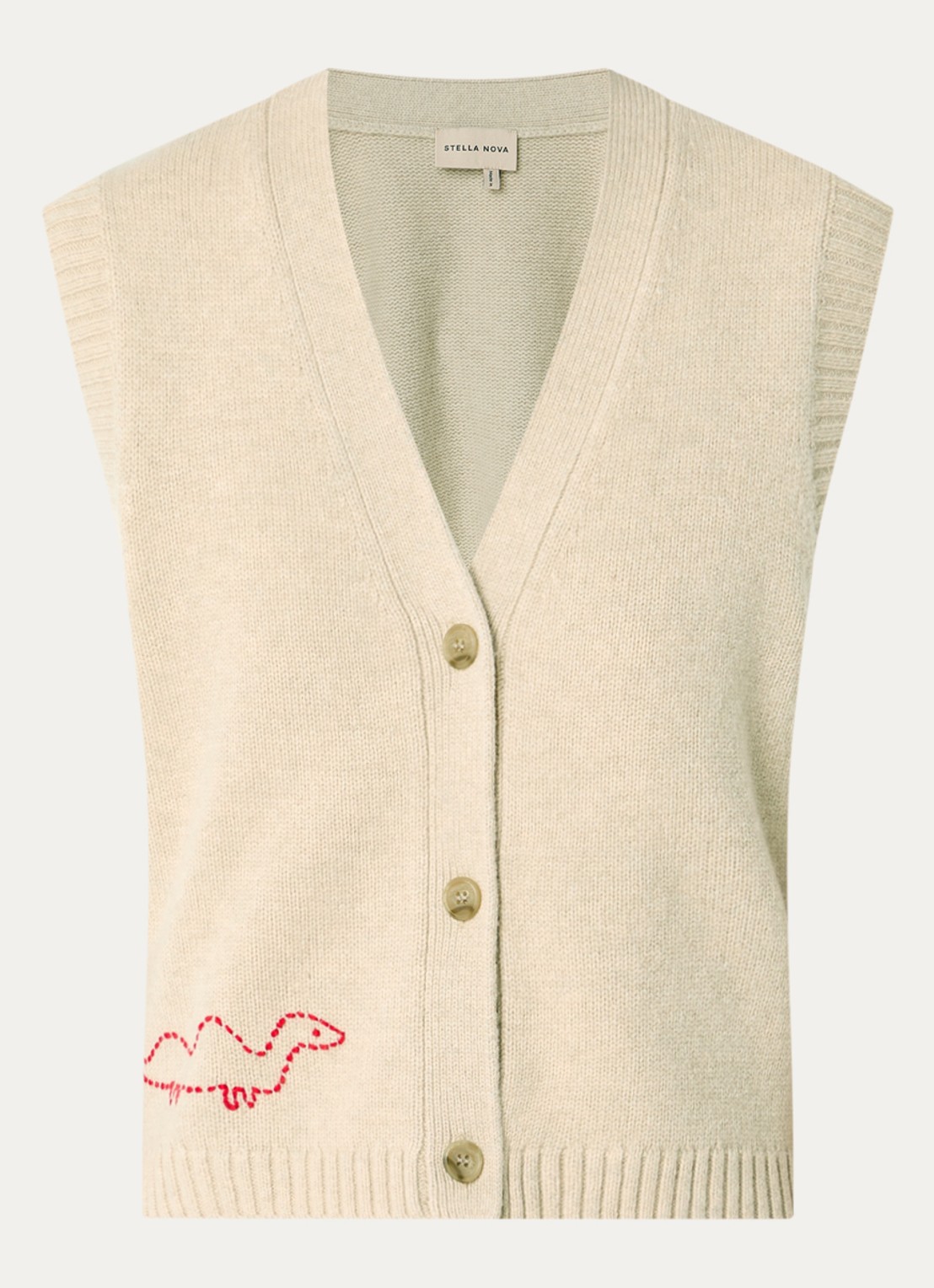 Stella Nova Grofgebreid gilet in wolblend - voorkant 3 beige