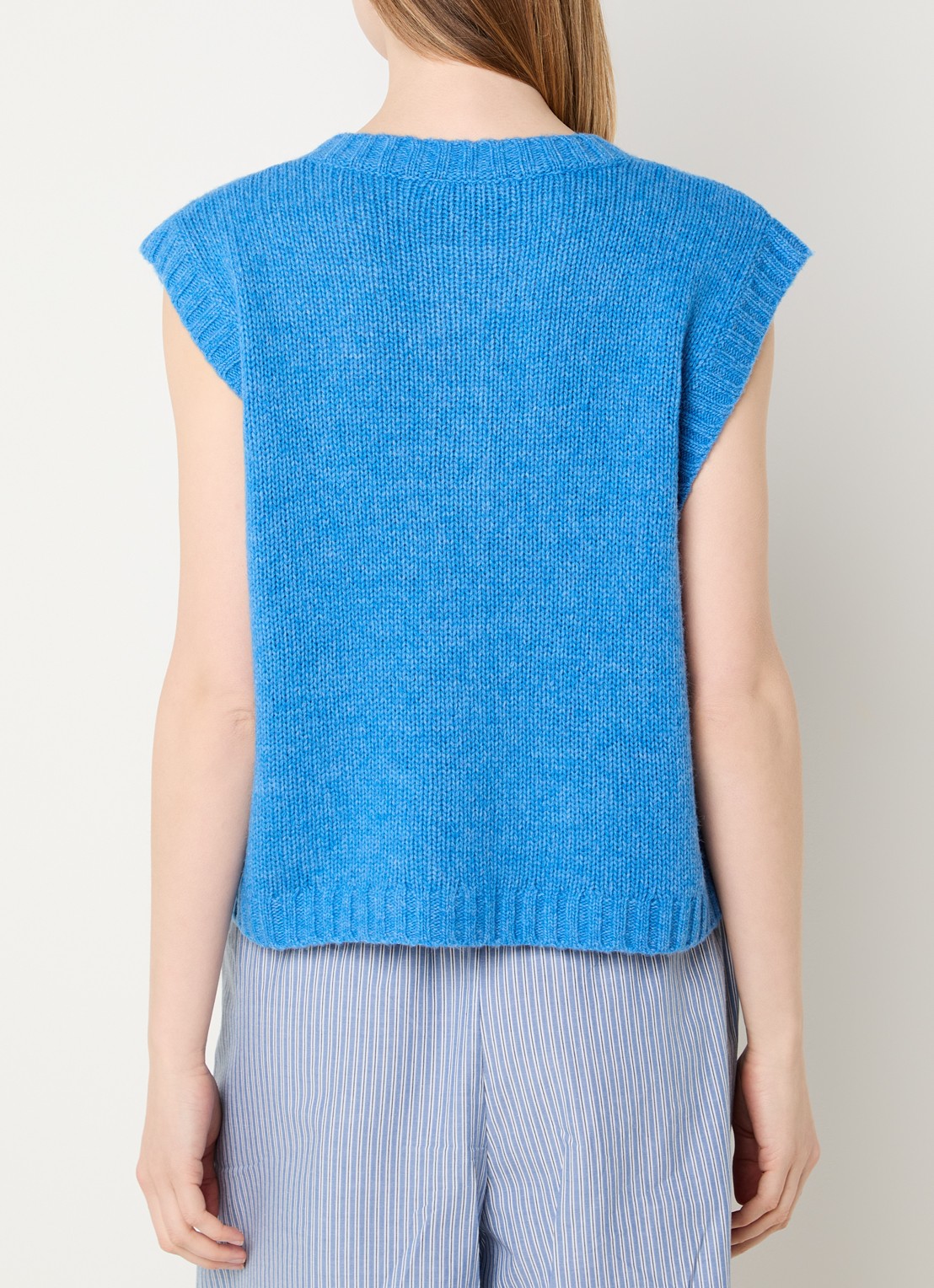 Stella Nova Grofgebreid gilet met logo - achterkant blauw