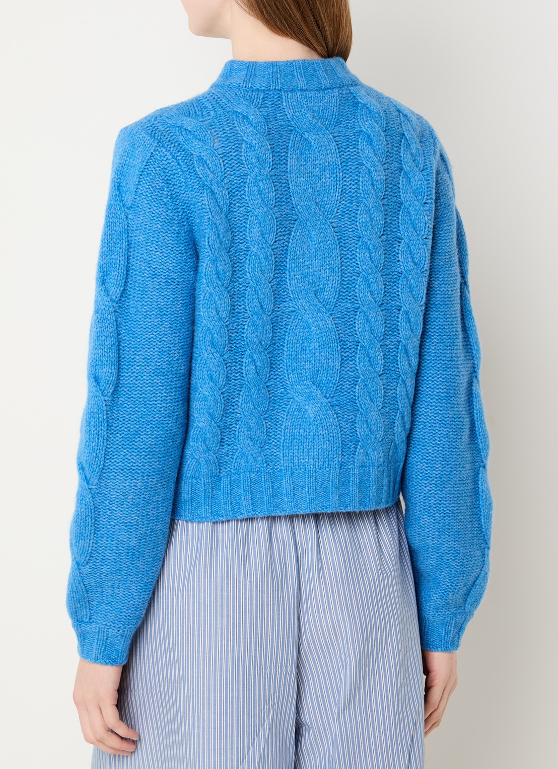 Stella Nova Grofgebreide vest in wolblend met logo - achterkant 4 blauw