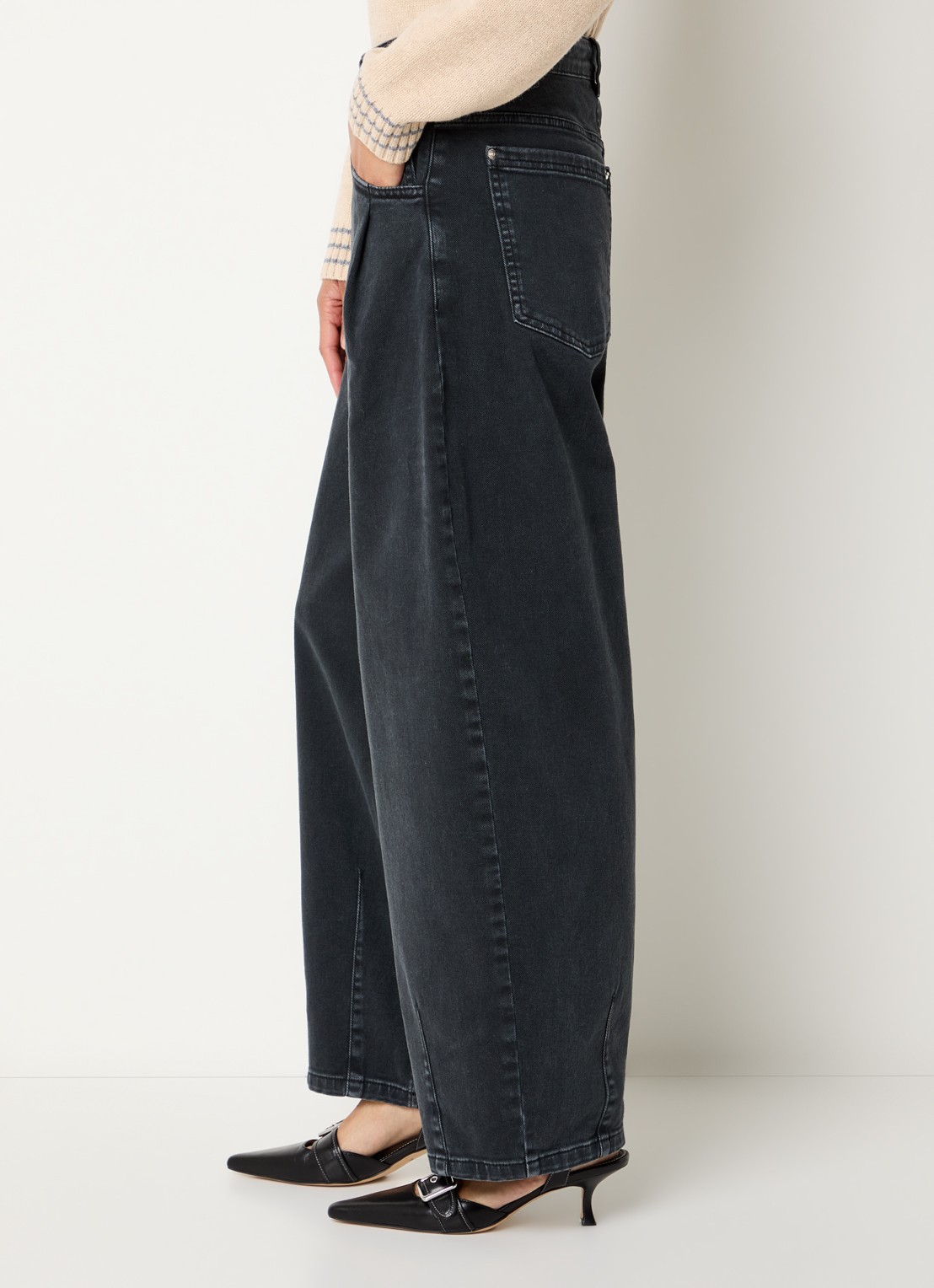 Stella Nova High waist barrel jeans met gekleurde  wassing - detail 3 antraciet